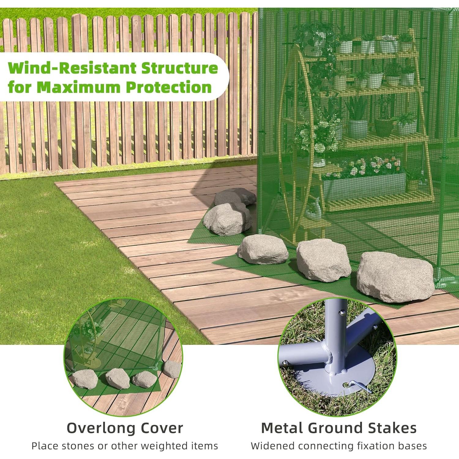 Invernadero MU 7x7x2.31m Doble Capa PE Resistente para Jardín