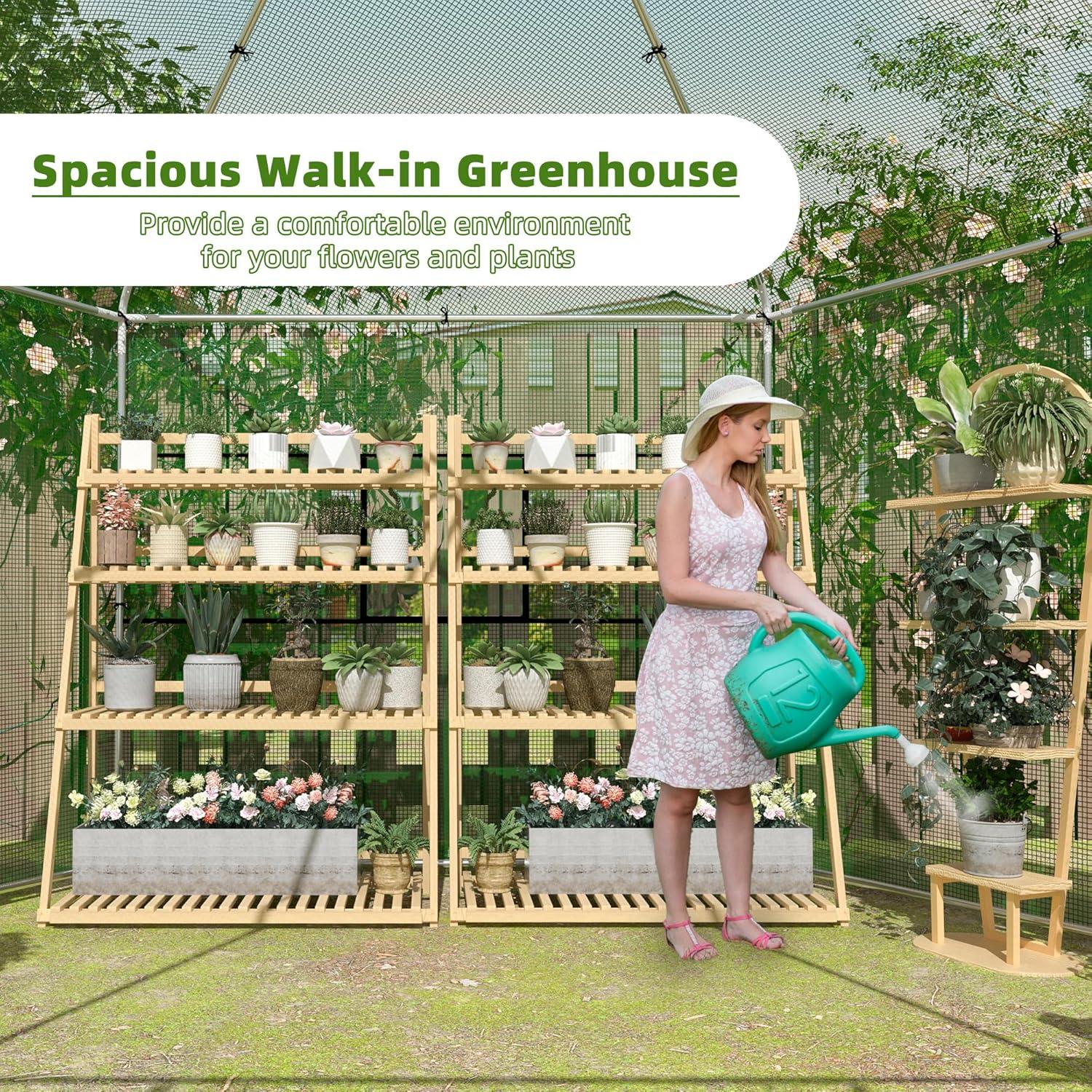 Invernadero MU 7x7x2.31m Doble Capa PE Resistente para Jardín