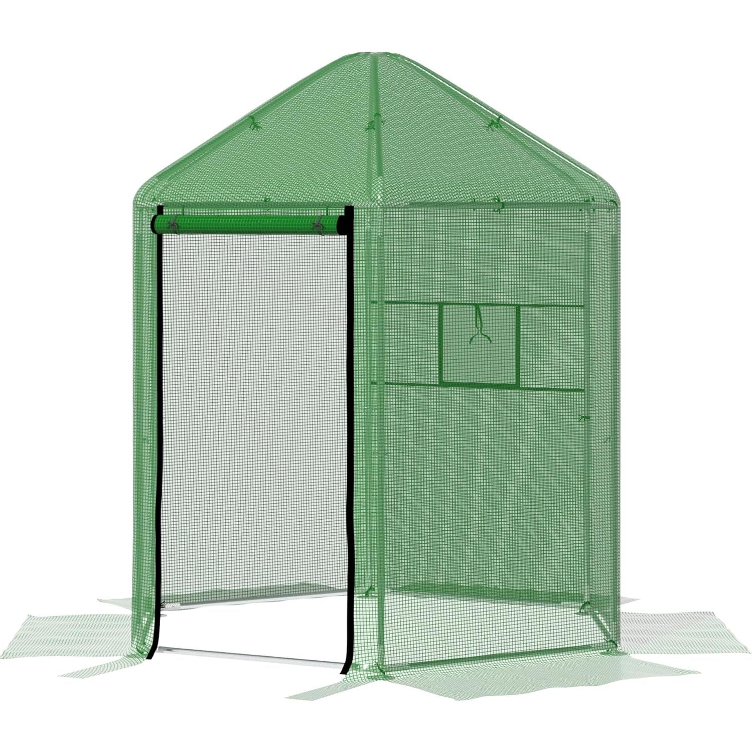 Invernadero MU 7x7x2.31m Doble Capa PE Resistente para Jardín