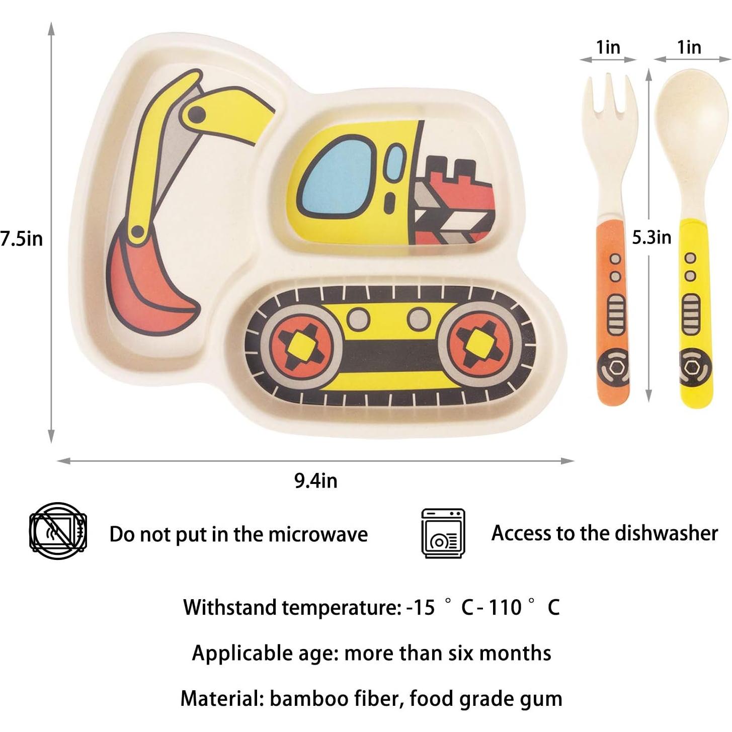 Set de Vajilla de Bambú para Niños Lightening - 3 Piezas