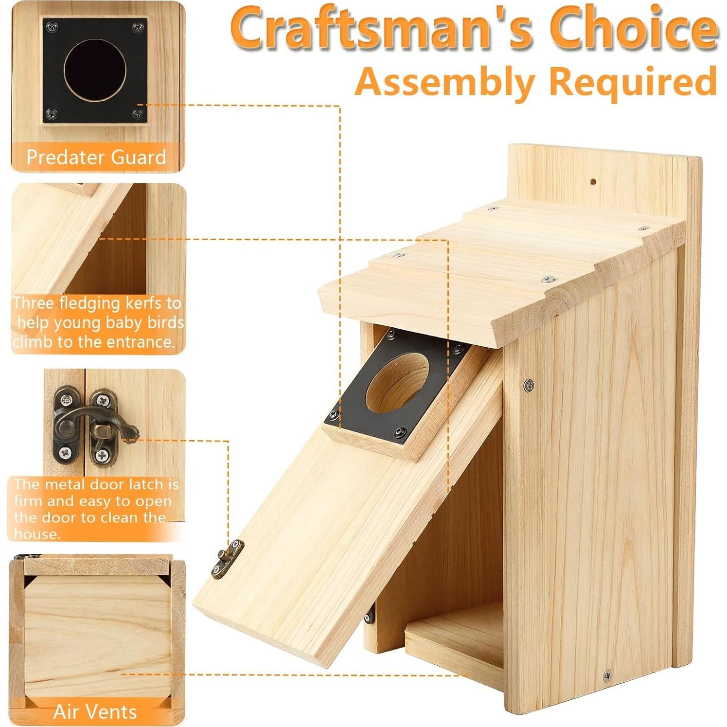 Kit Casa de Aves de Madera Rioychan con Pintura DIY 14x12.4x26.9cm