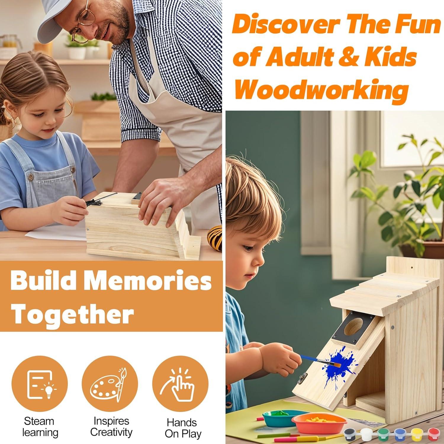 Kit Casa de Aves de Madera Rioychan con Pintura DIY 14x12.4x26.9cm