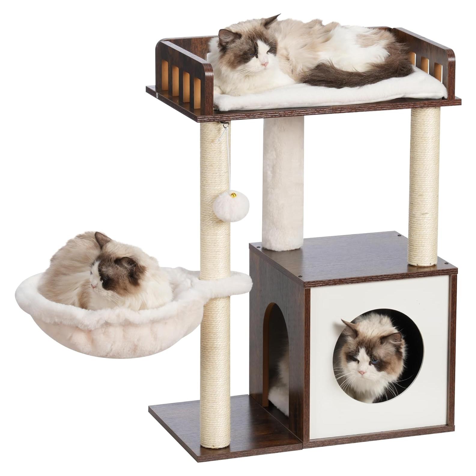 Árbol para Gatos Heybly HCT007SSR, Torre de Madera 72 cm