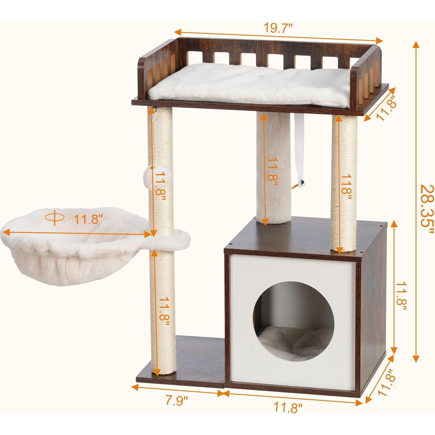 Árbol para Gatos Heybly HCT007SSR, Torre de Madera 72 cm