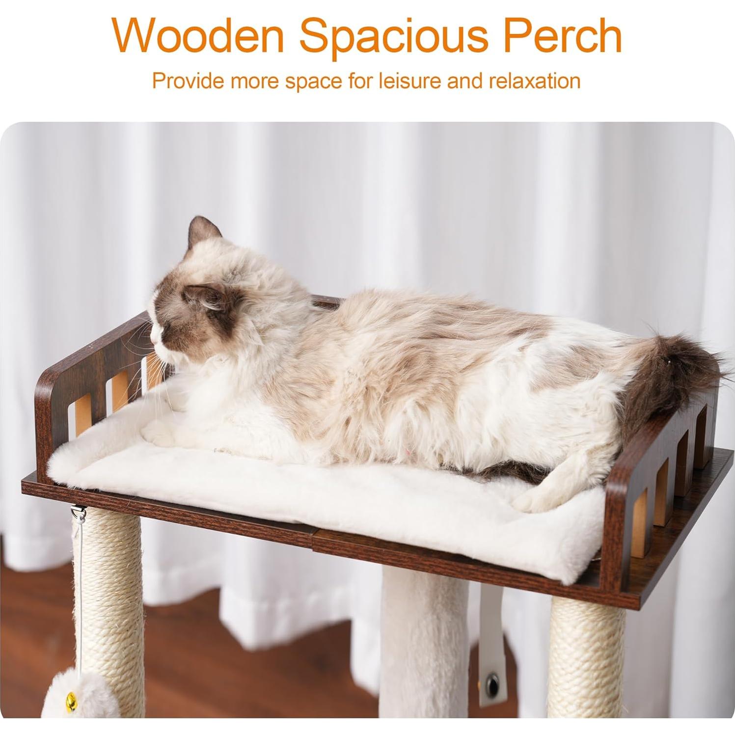 Árbol para Gatos Heybly HCT007SSR, Torre de Madera 72 cm