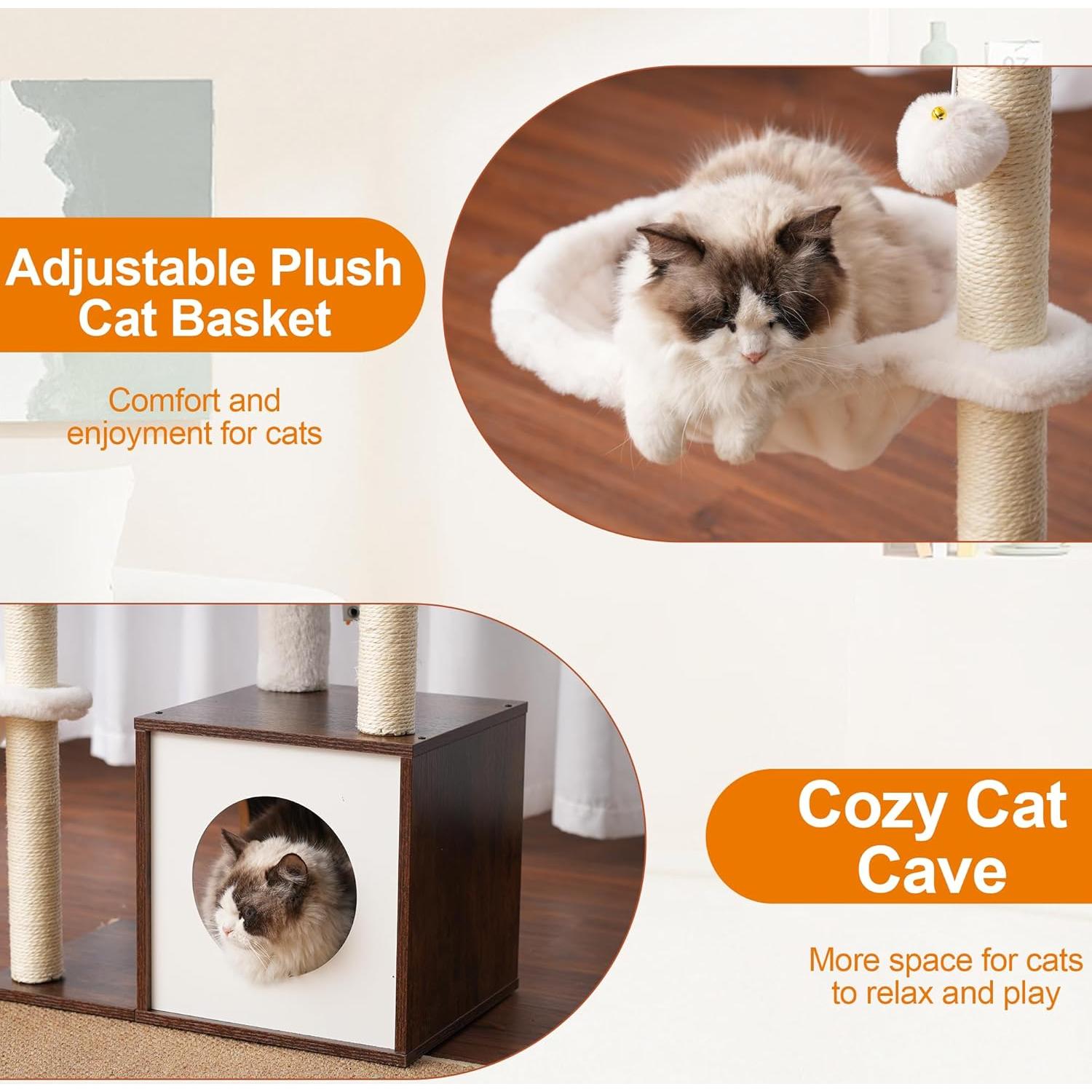 Árbol para Gatos Heybly HCT007SSR, Torre de Madera 72 cm