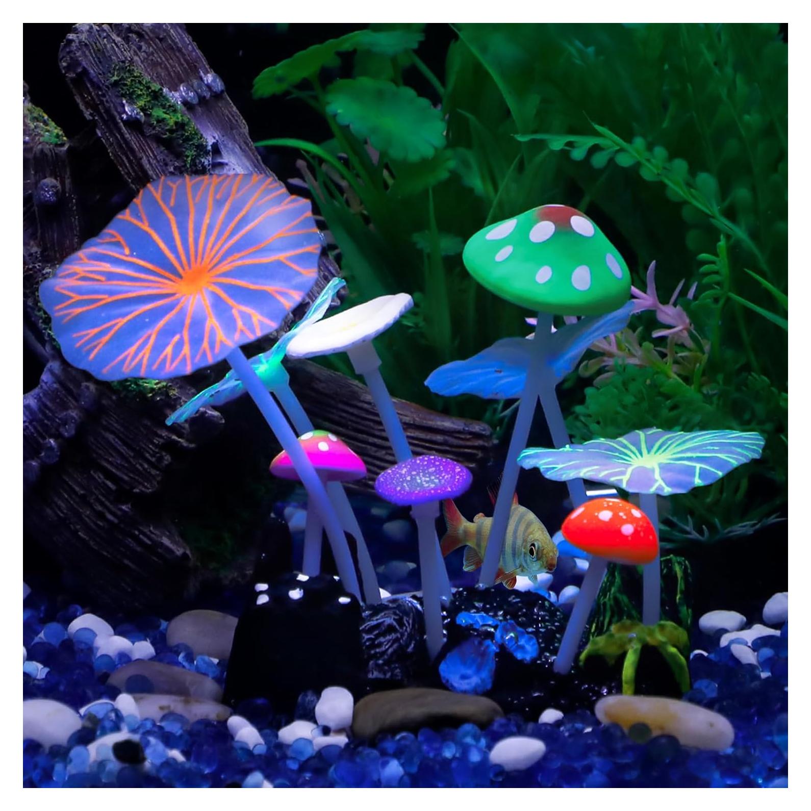 Adorno de Acuario Uniclife Hongo y Loto Colorido 10.9 cm