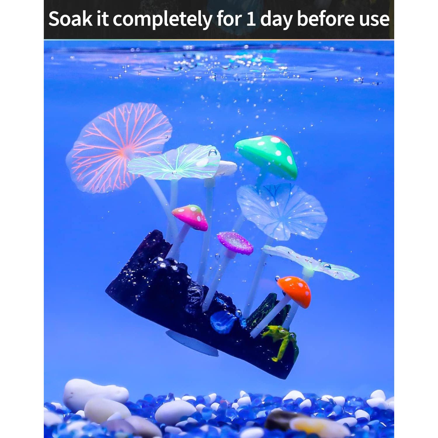 Adorno de Acuario Uniclife Hongo y Loto Colorido 10.9 cm