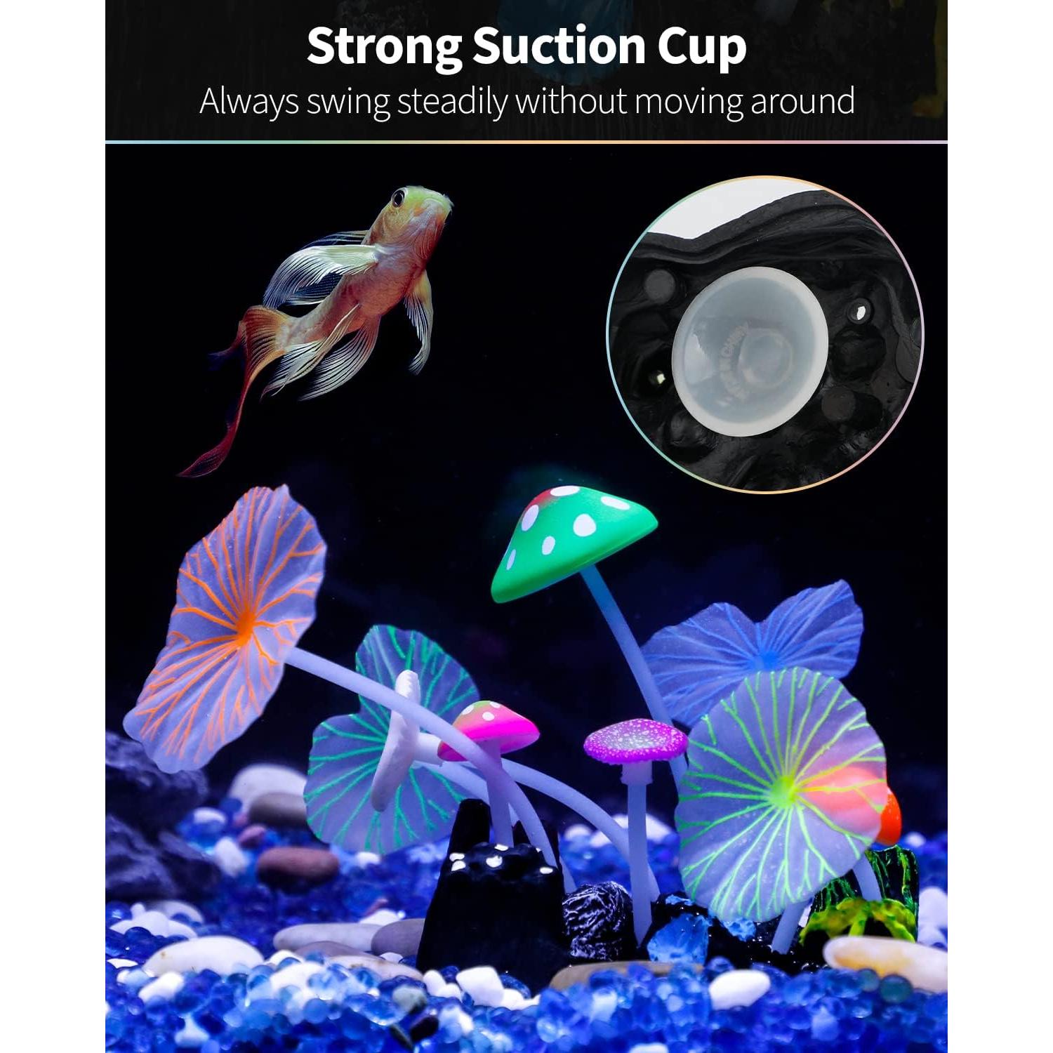 Adorno de Acuario Uniclife Hongo y Loto Colorido 10.9 cm