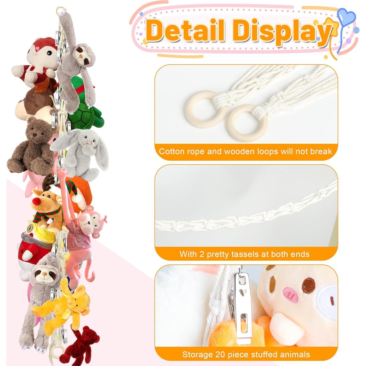 Hamaca de Almacenamiento de Peluches Dorblely 198 cm Beige