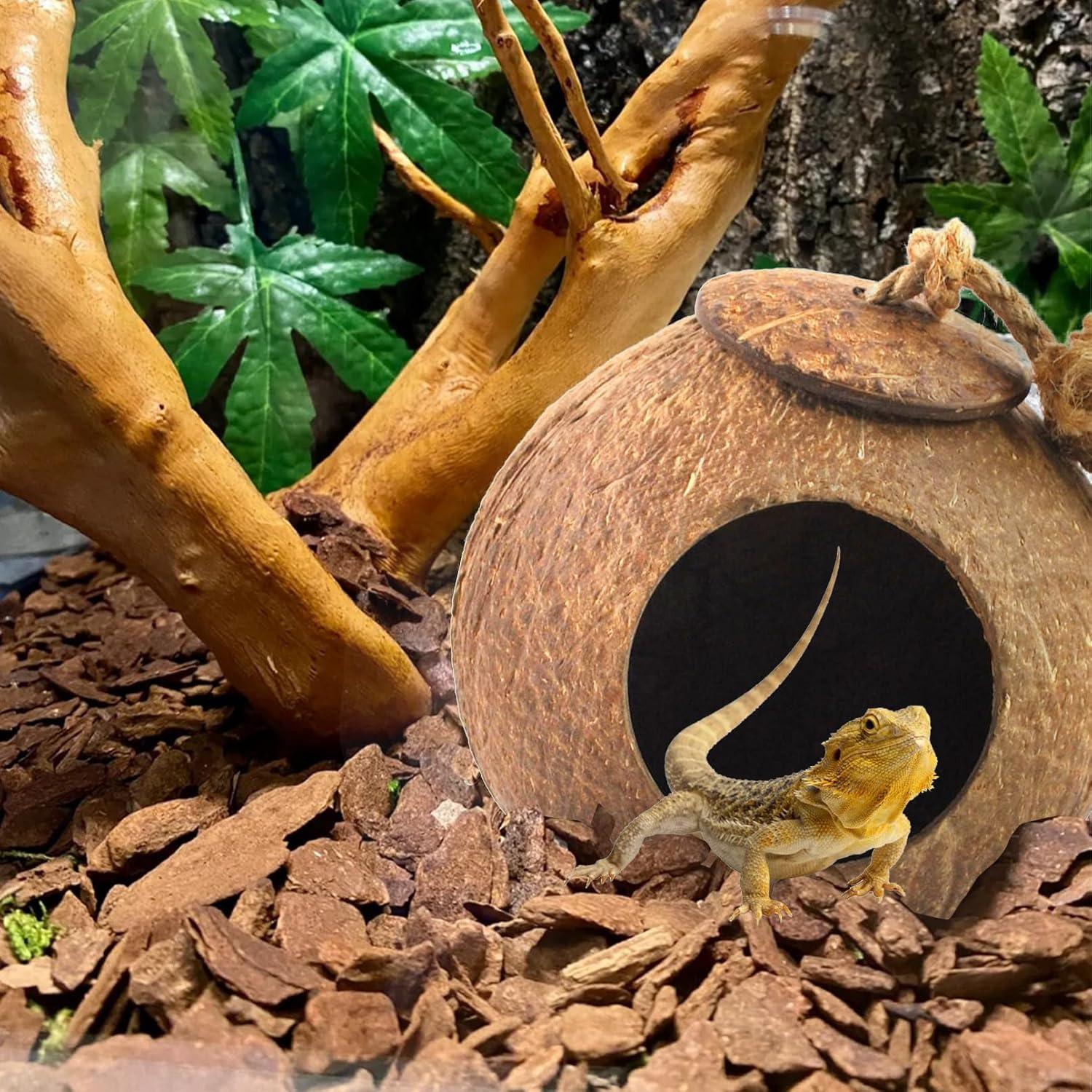 Escondite de Coco Natural para Reptiles MUYG 27x14cm