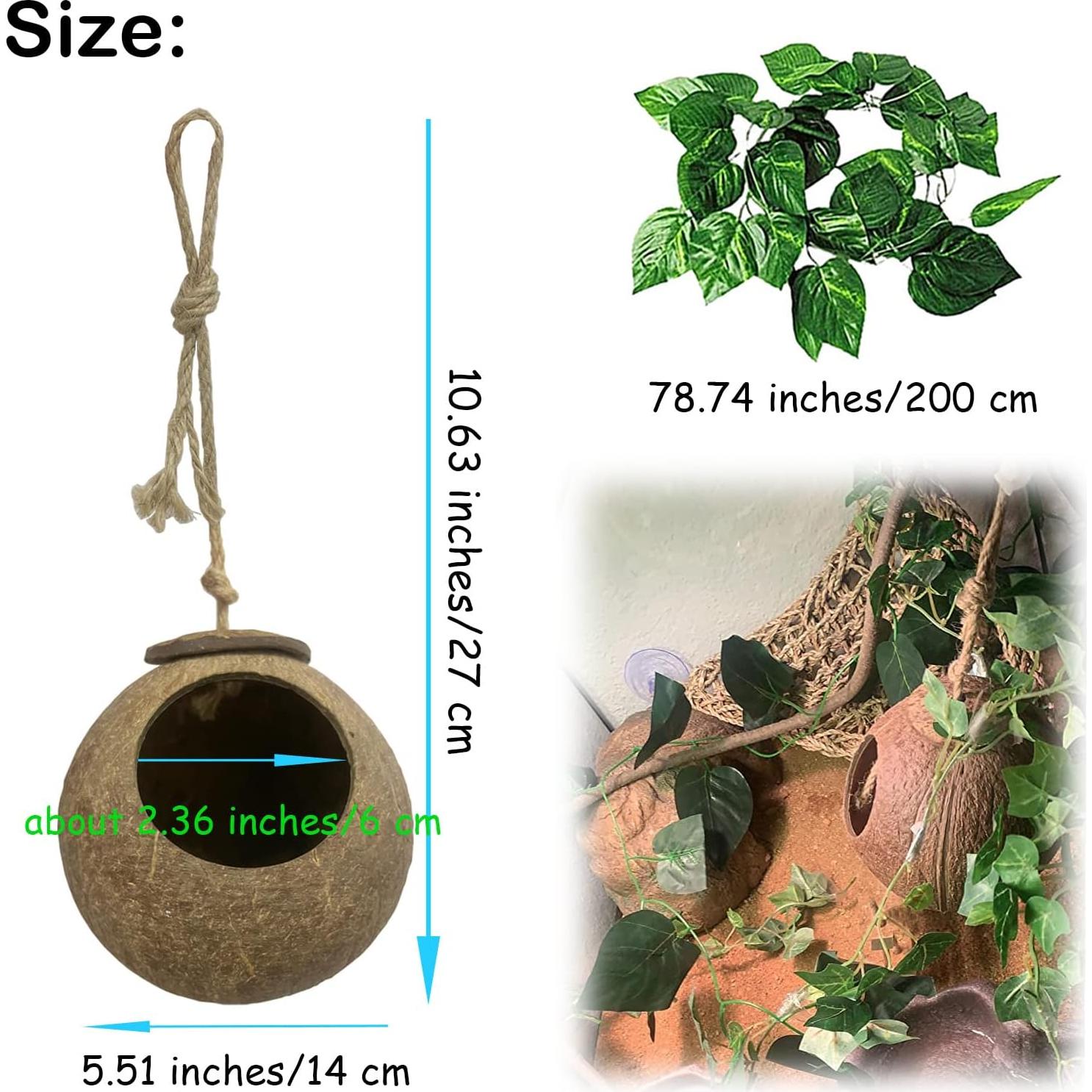 Escondite de Coco Natural para Reptiles MUYG 27x14cm