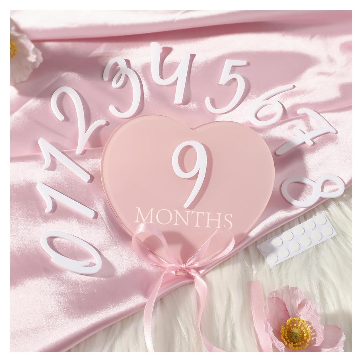 Tarjetas Acrílicas Mensuales para Bebés Ylsteed - Rosa Claro