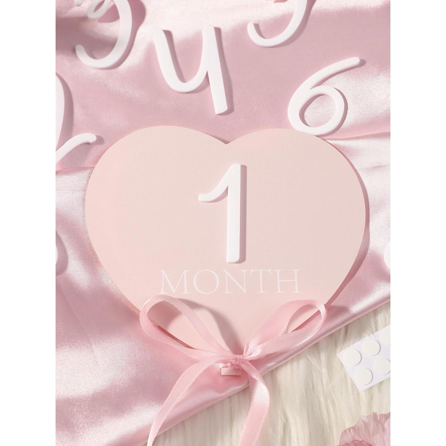 Tarjetas Acrílicas Mensuales para Bebés Ylsteed - Rosa Claro