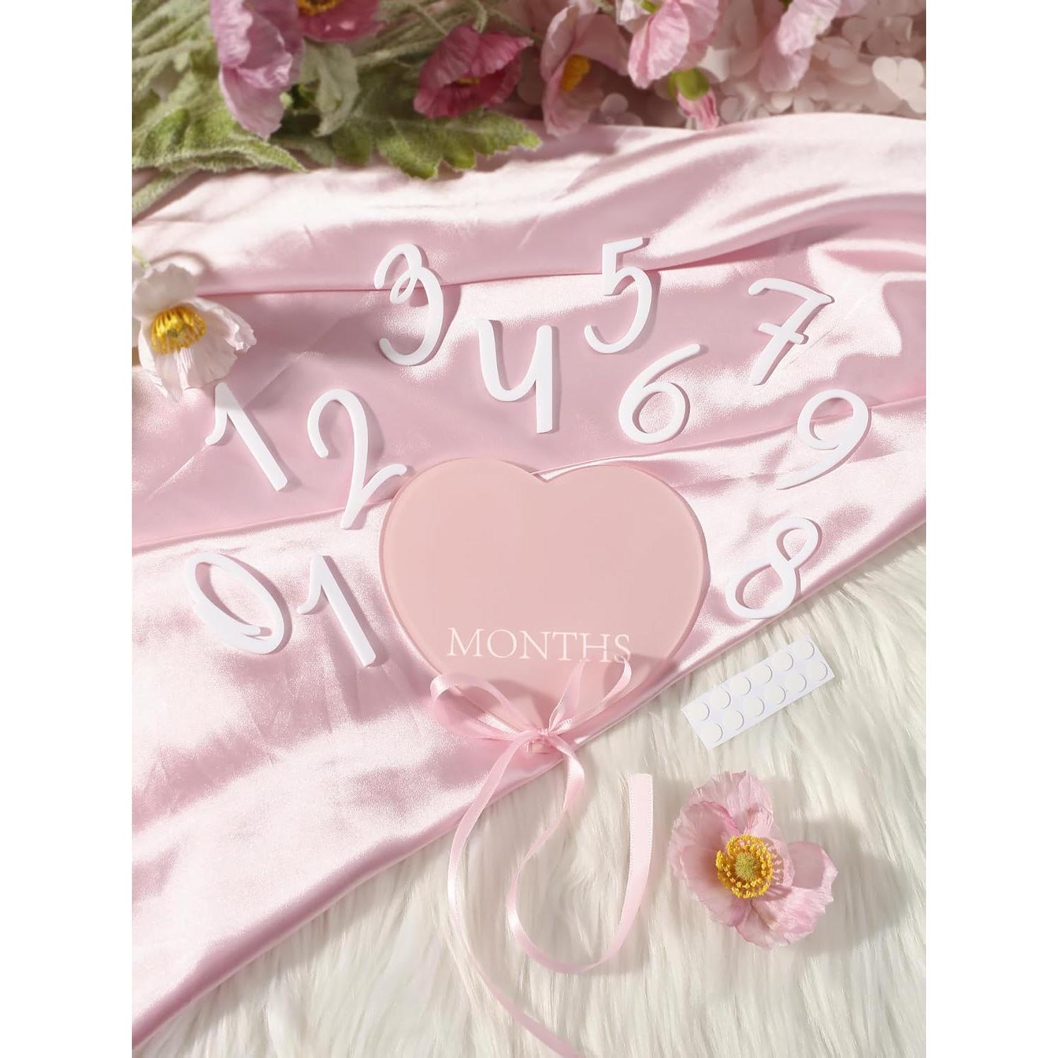 Tarjetas Acrílicas Mensuales para Bebés Ylsteed - Rosa Claro