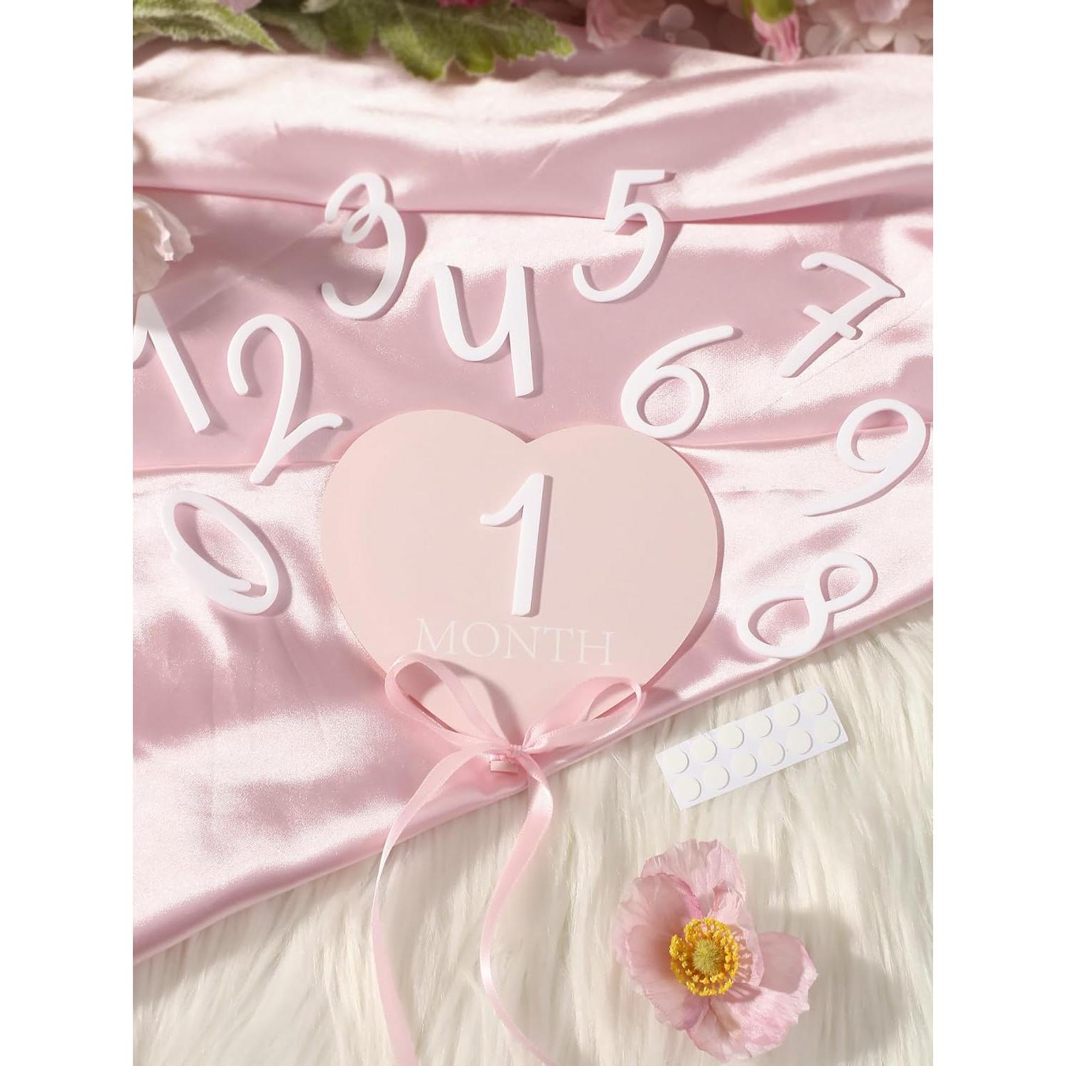 Tarjetas Acrílicas Mensuales para Bebés Ylsteed - Rosa Claro