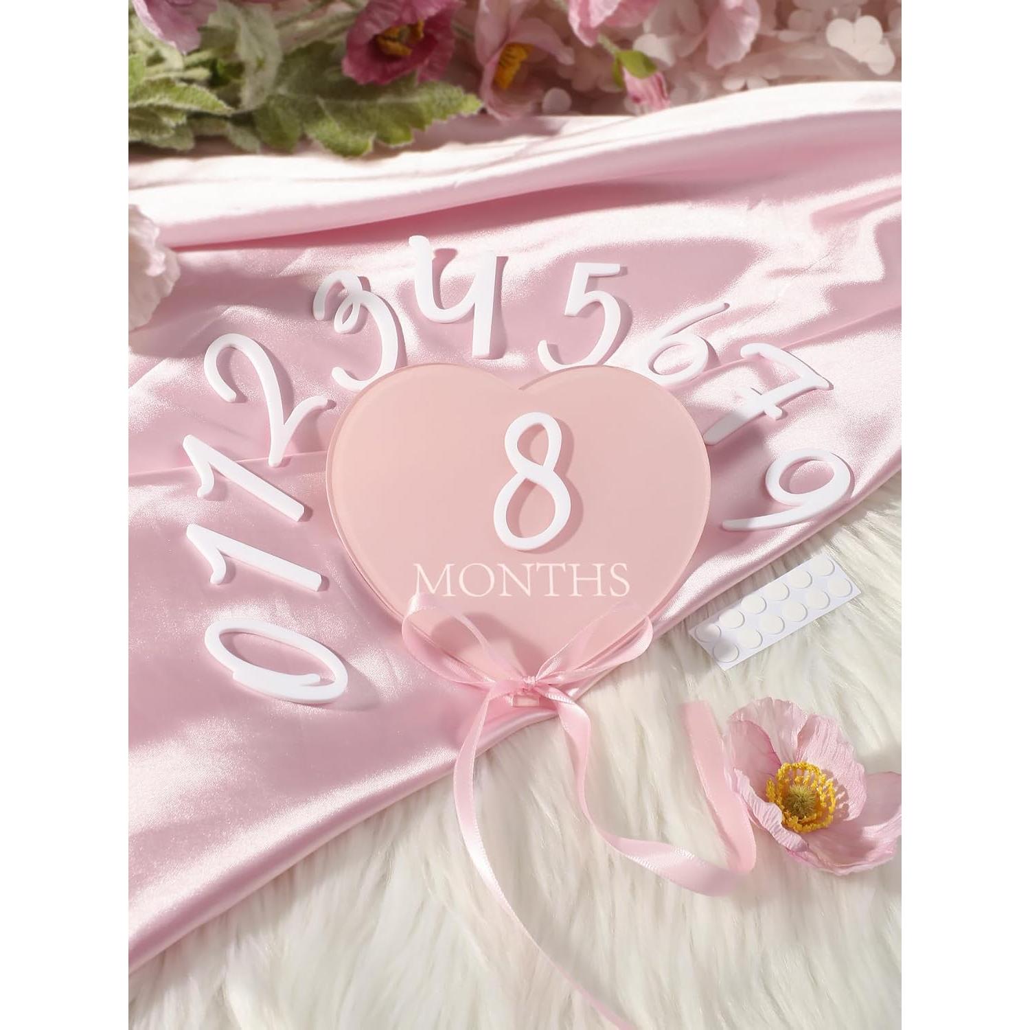 Tarjetas Acrílicas Mensuales para Bebés Ylsteed - Rosa Claro