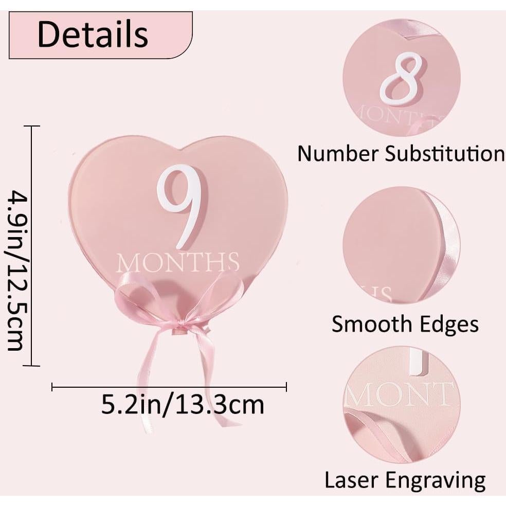 Tarjetas Acrílicas Mensuales para Bebés Ylsteed - Rosa Claro