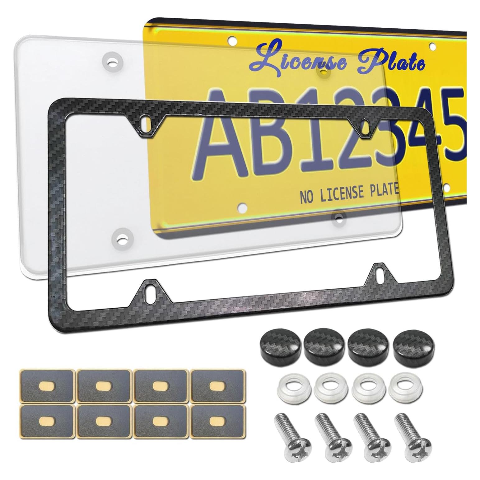 Combo Marco de Placa de Licencia FBJTDQ - Metal Carbono 30.48x15.24cm