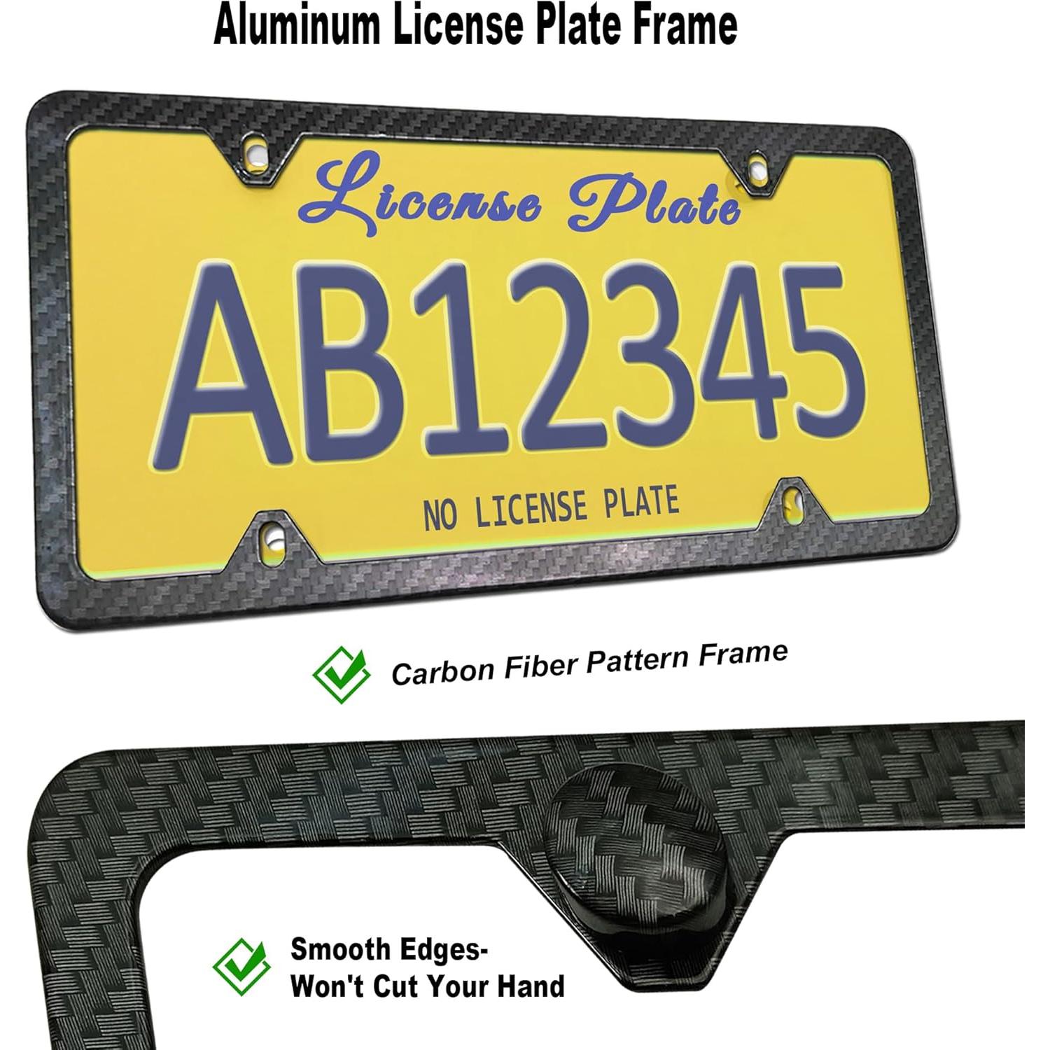 Combo Marco de Placa de Licencia FBJTDQ - Metal Carbono 30.48x15.24cm