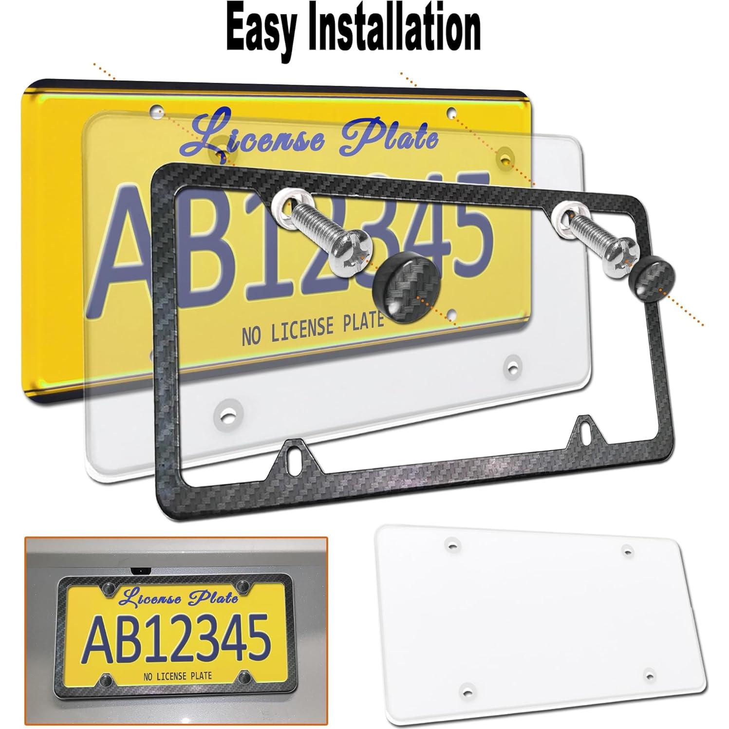 Combo Marco de Placa de Licencia FBJTDQ - Metal Carbono 30.48x15.24cm