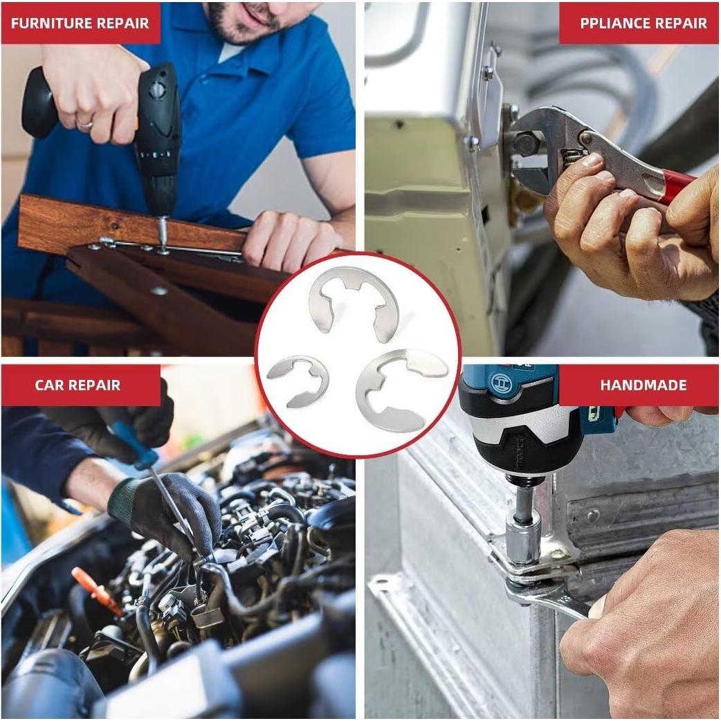 150 Piezas Anillos de Retención E-Clip Acero Inoxidable 304