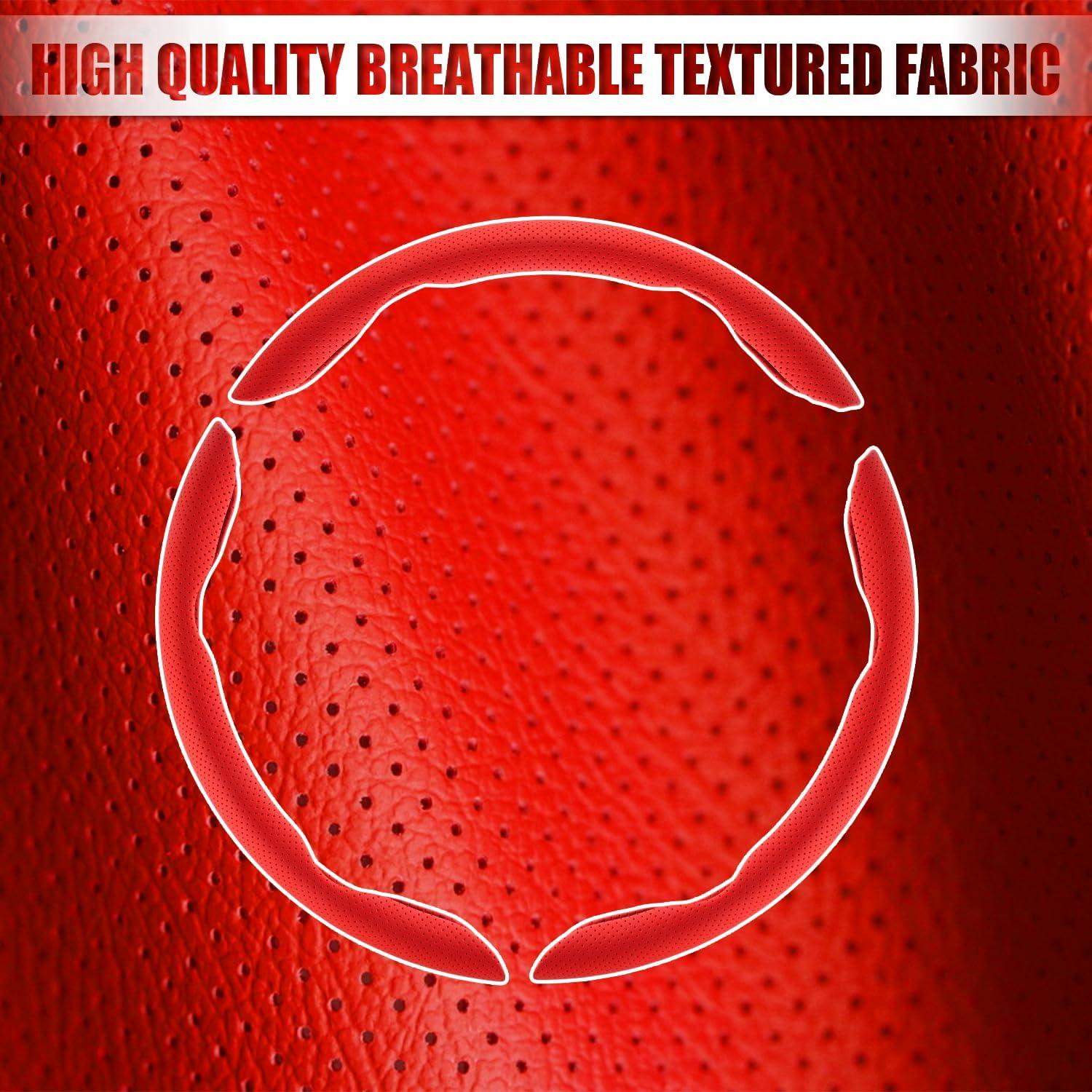 Cubierta de Volante de Cuero Nappa Amiss Rojo Universal 3PCS