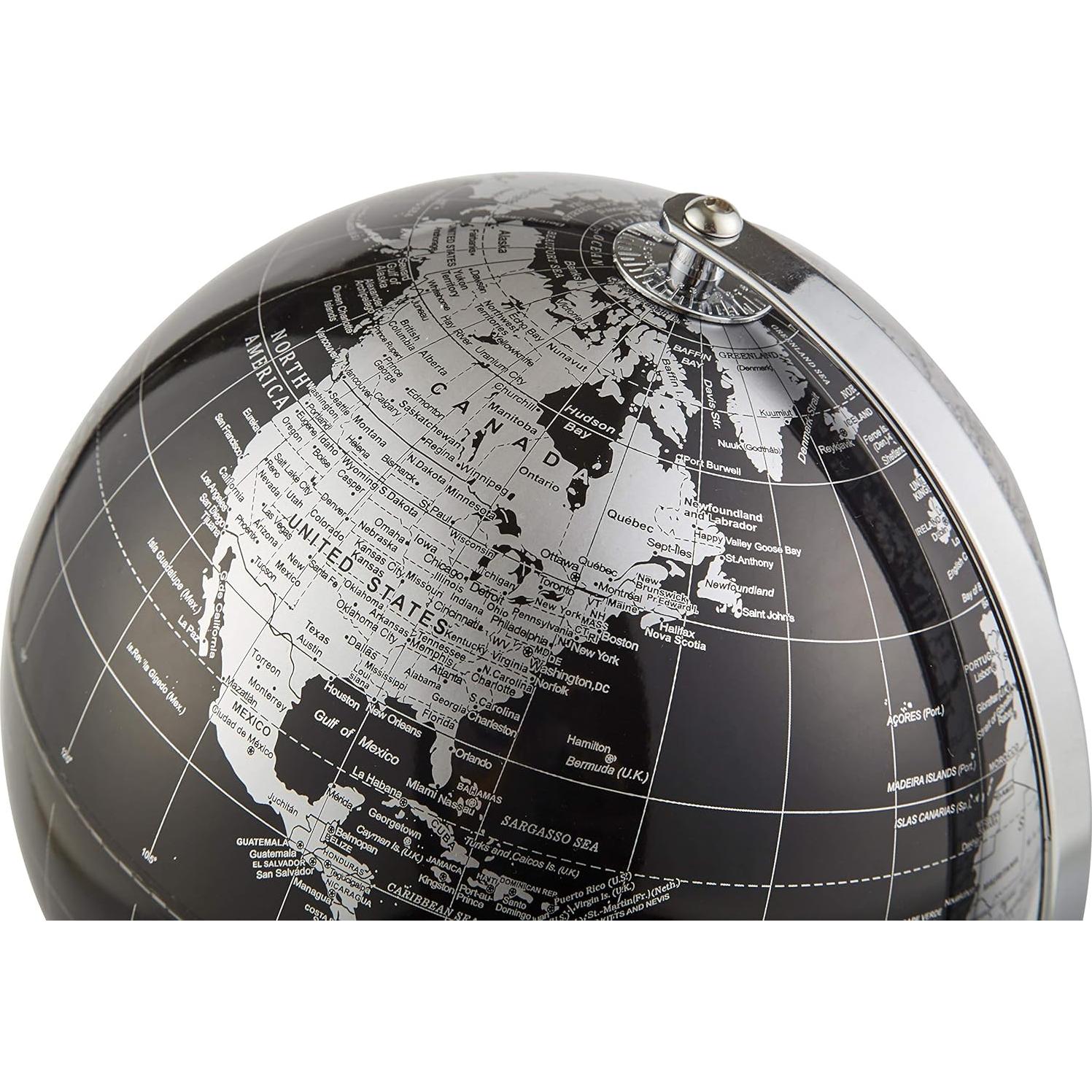 Globo Terráqueo Metálico ANNOVA Negro 20.32 cm - Decoración Moderna