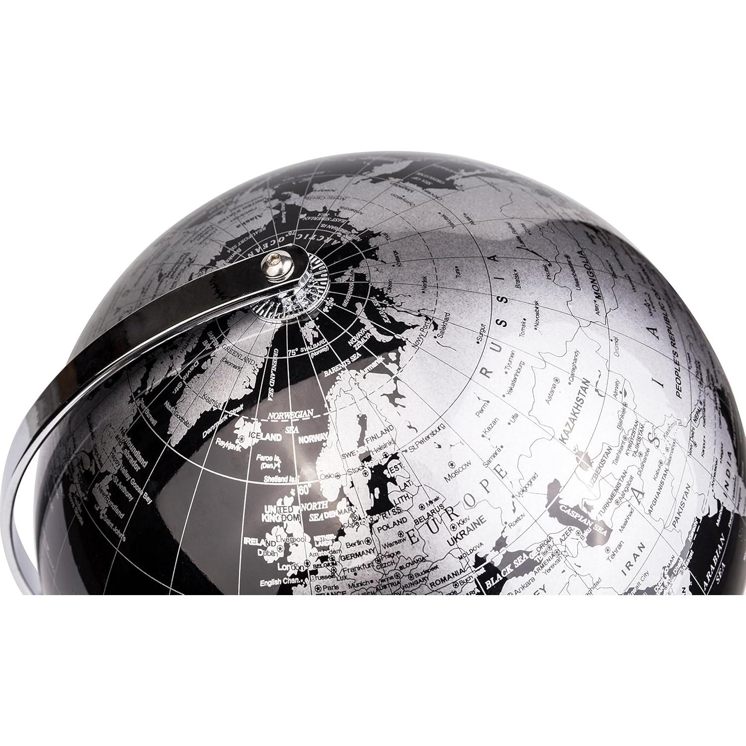 Globo Terráqueo Metálico ANNOVA Negro 20.32 cm - Decoración Moderna
