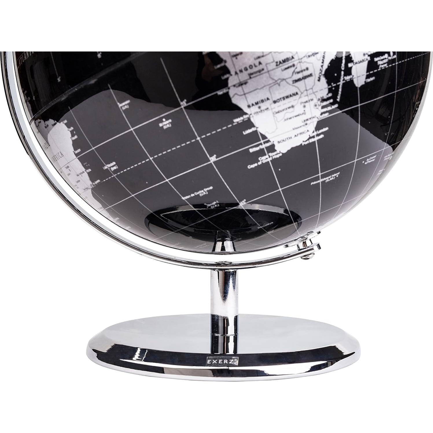 Globo Terráqueo Metálico ANNOVA Negro 20.32 cm - Decoración Moderna