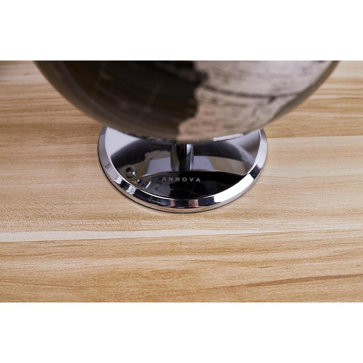 Globo Terráqueo Metálico ANNOVA Negro 20.32 cm - Decoración Moderna