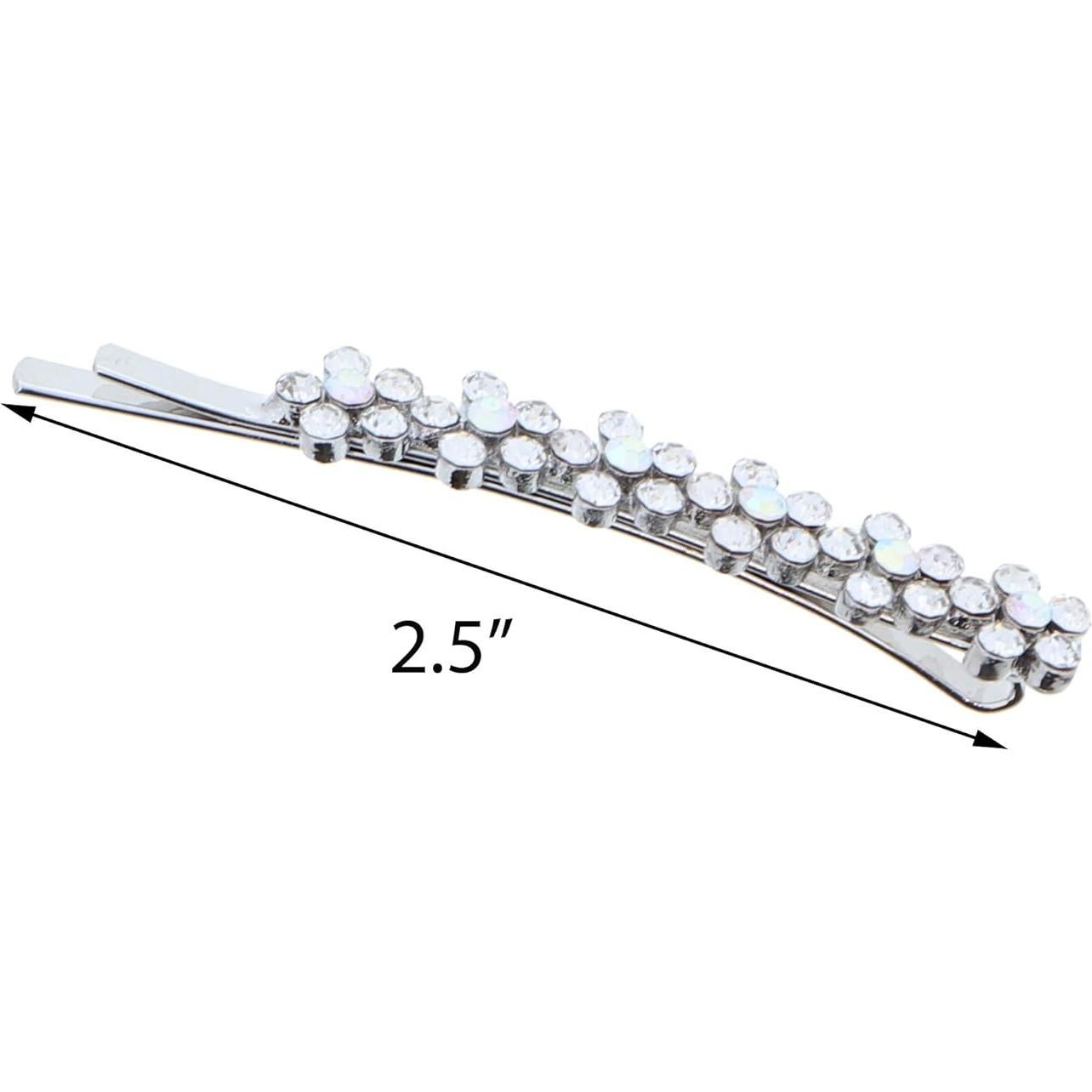 Set de 4 Pinzas de Cabello Plateadas Motique con Strass