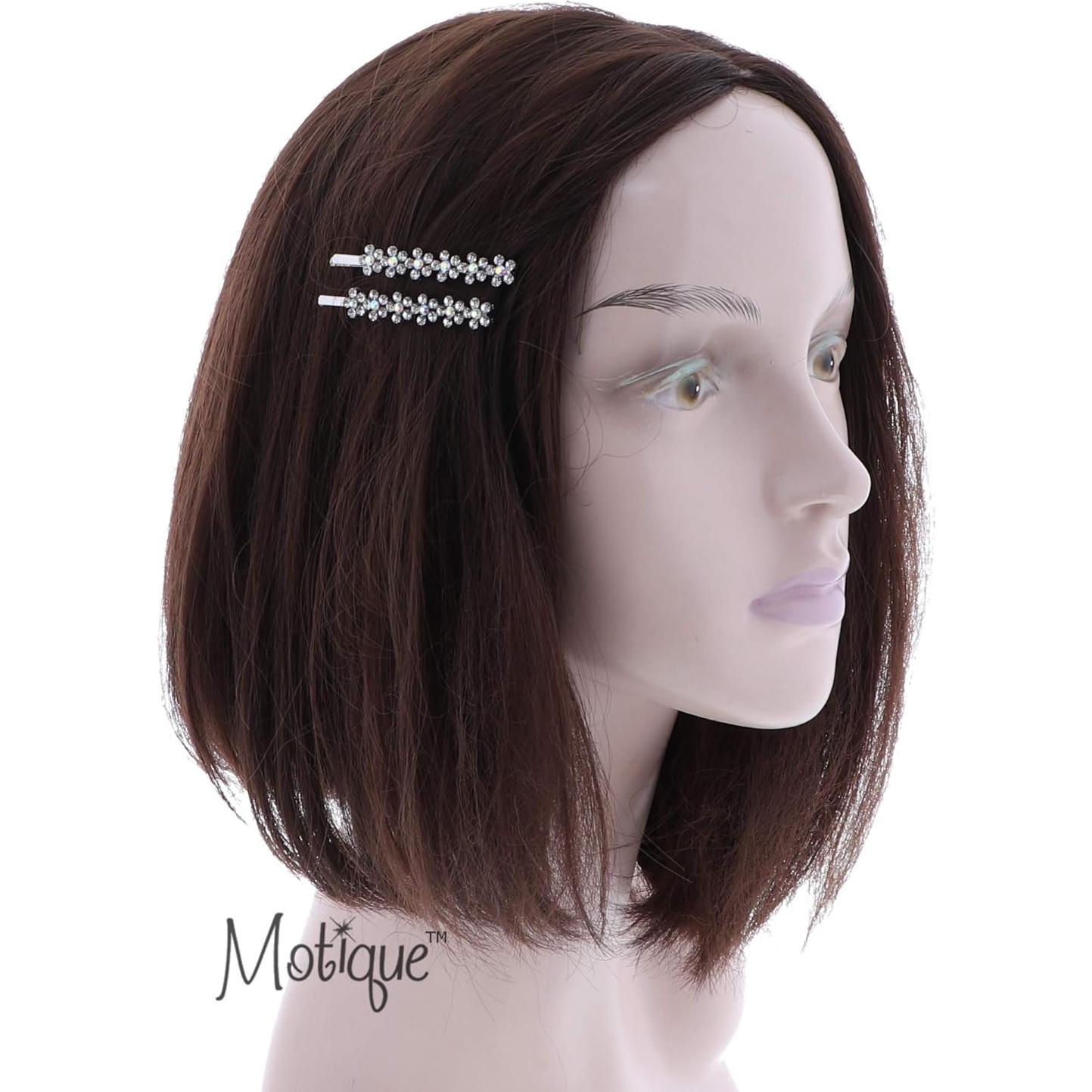 Set de 4 Pinzas de Cabello Plateadas Motique con Strass