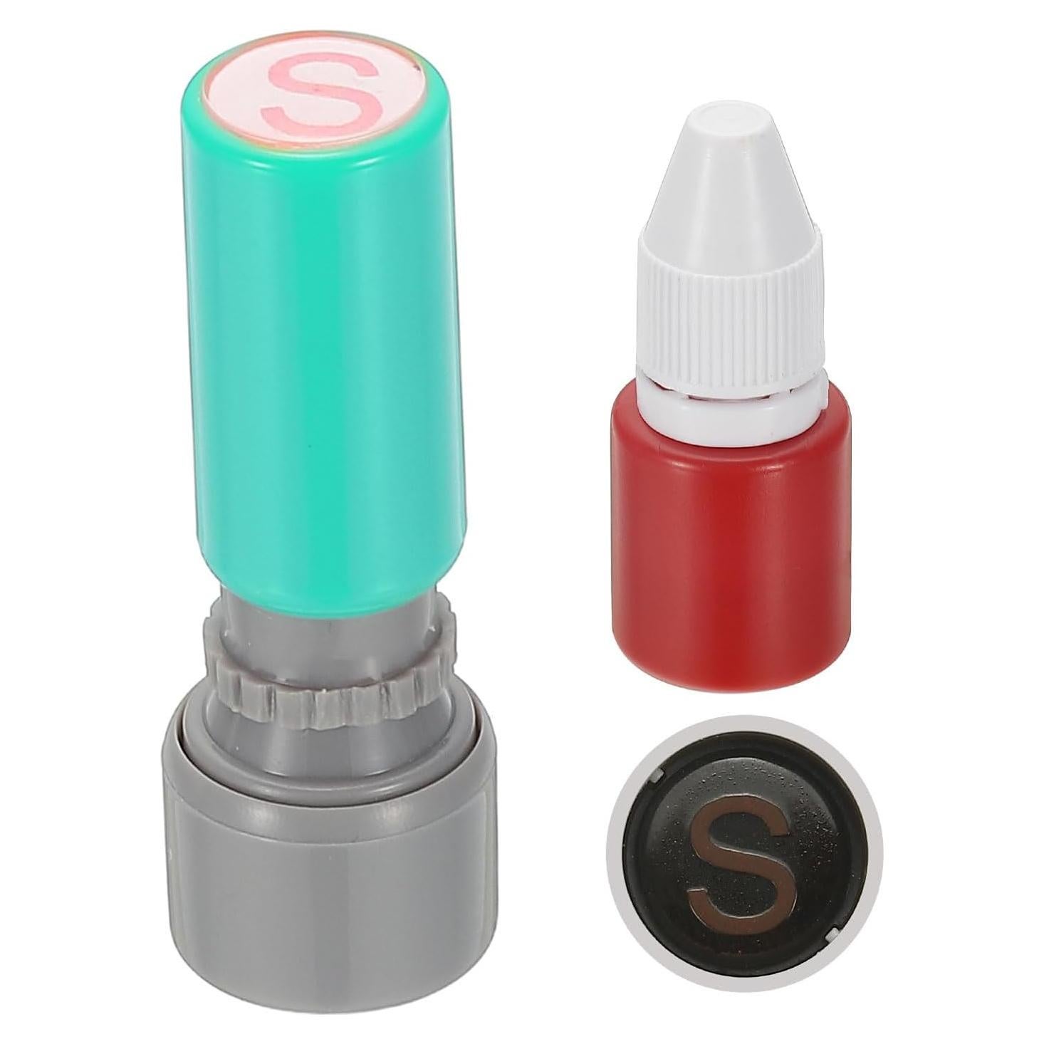 Sello de Letras PATIKIL Letra S con Tinta Roja y Carcasa Verde