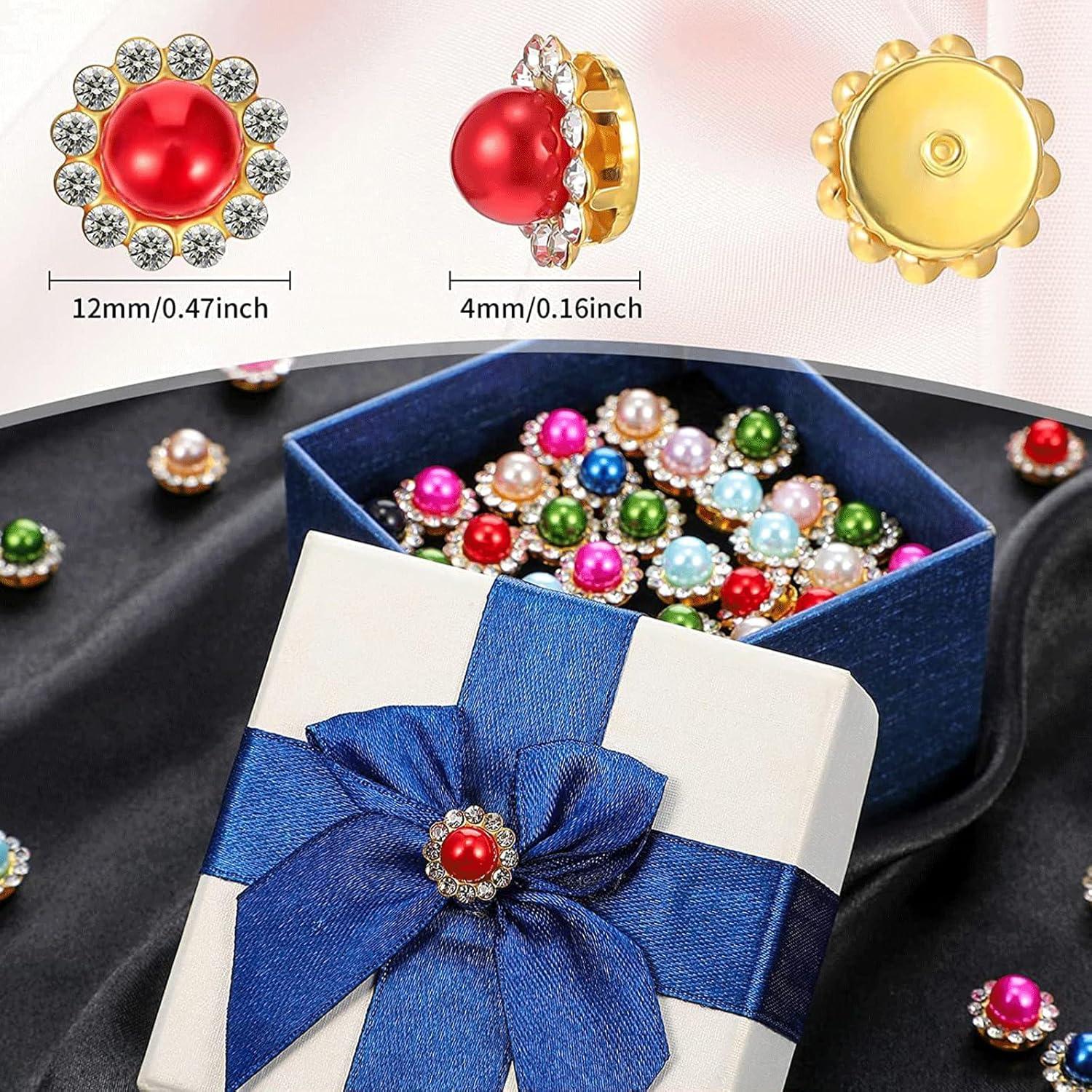 200 Botones de Perlas con Rhinestones Qusmeiyici 12 mm Multicolor