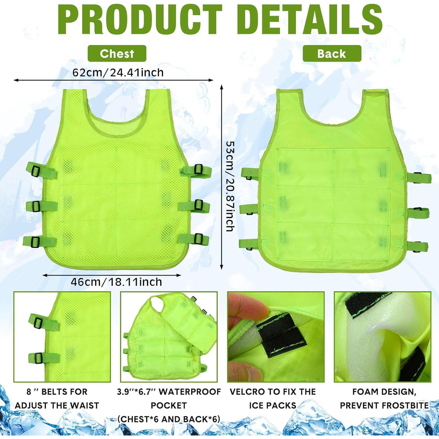 Chaleco Refrigerante Jexine 2 Pcs con 48 Paquetes de Hielo