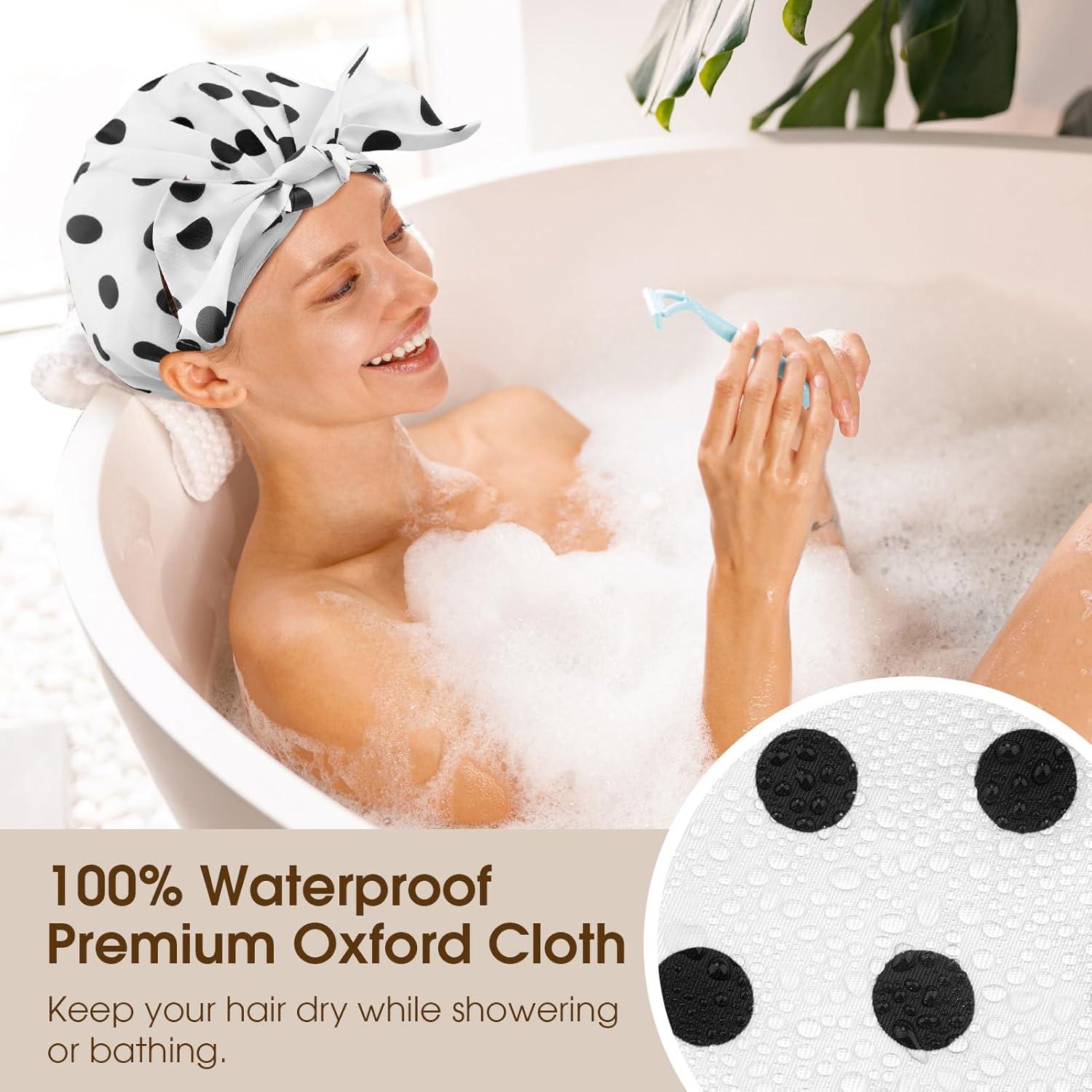 Gorro de Ducha Impermeable Geyrut Ajustable para Mujeres