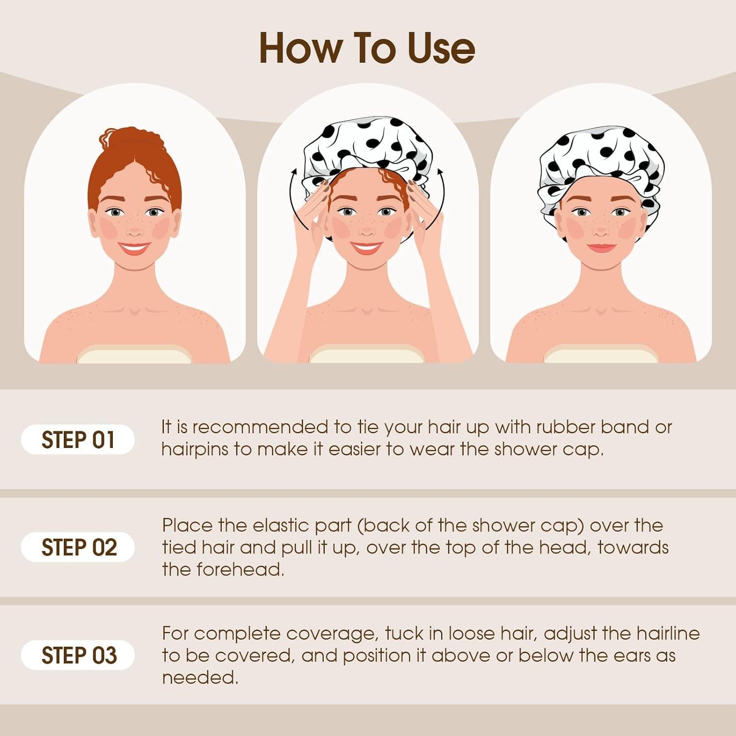 Gorro de Ducha Impermeable Geyrut Ajustable para Mujeres