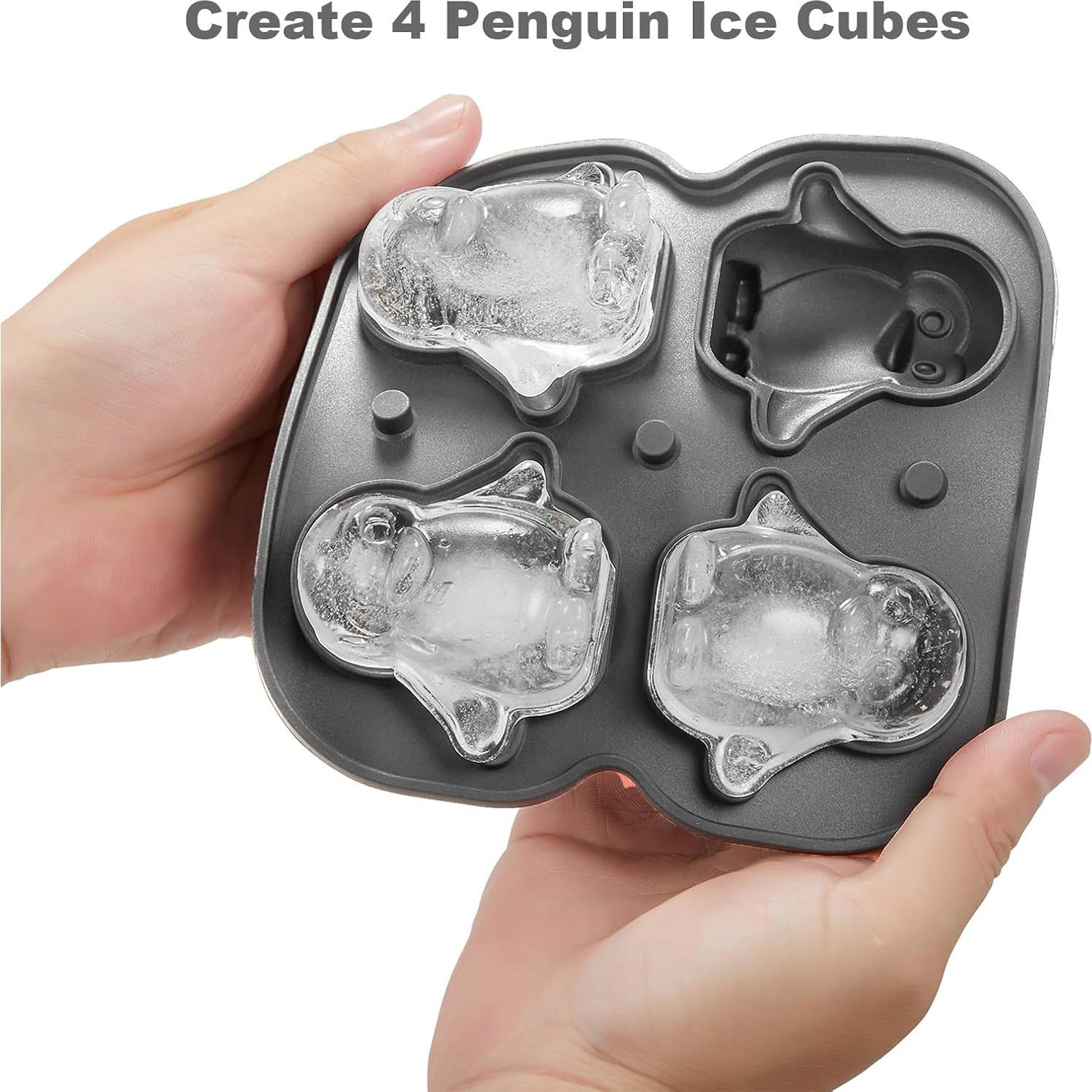 Molde de Hielo Nax Caki Pingüino 3D Silicona 5.6 cm Negro