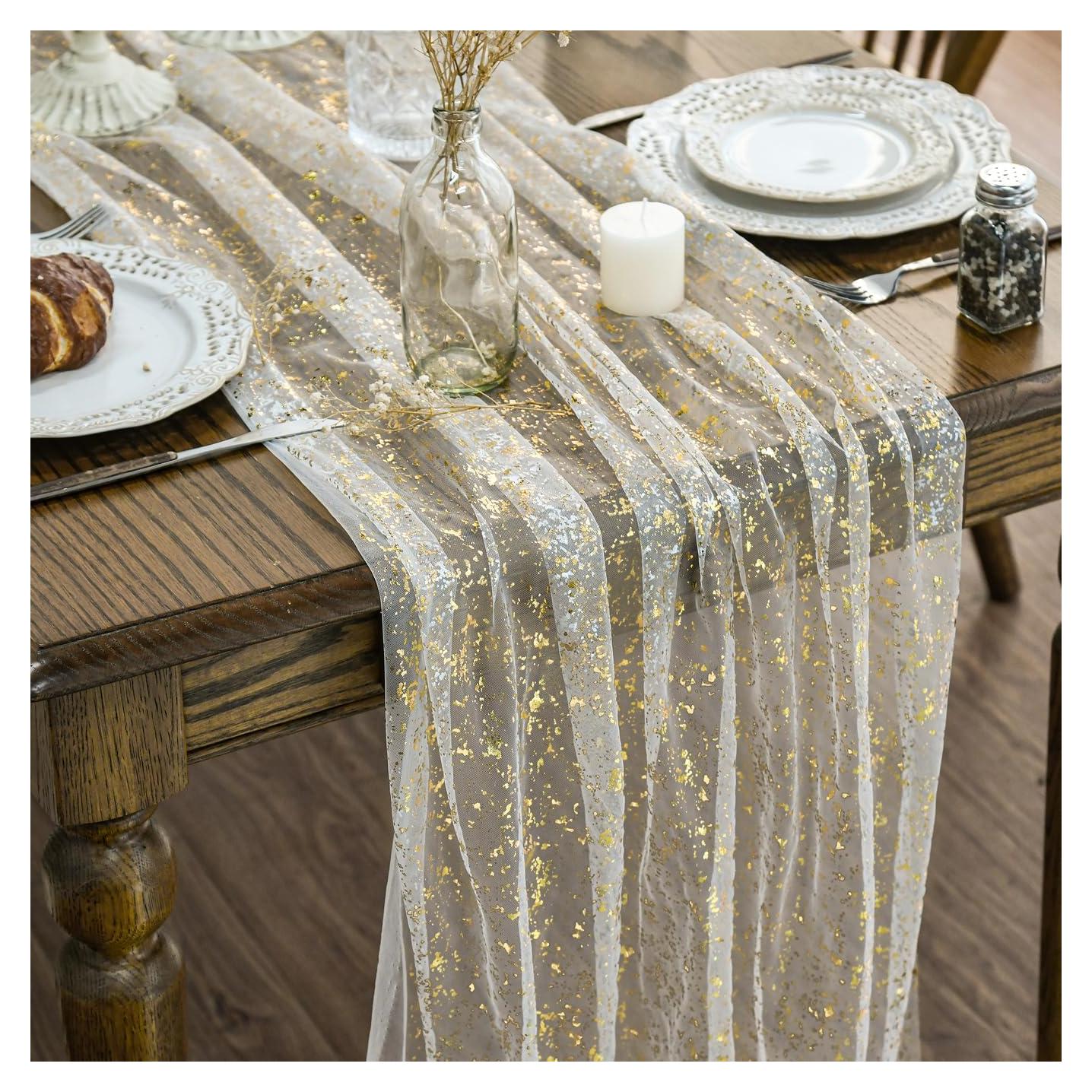 Corredor de Mesa Artoid Mode Beige Dorado 71x305 cm Decoración