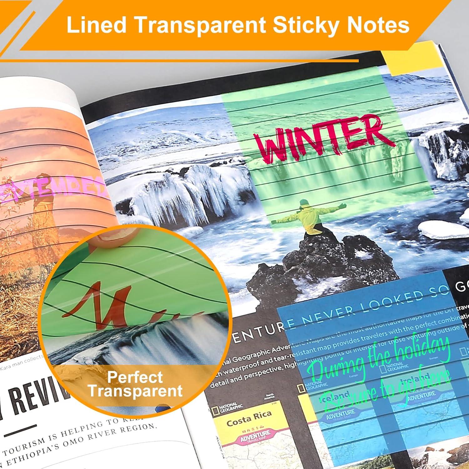 Notas Adhesivas Transparentes Rayadas SYMDROMIA 300 Hojas 7.62x7.62 cm