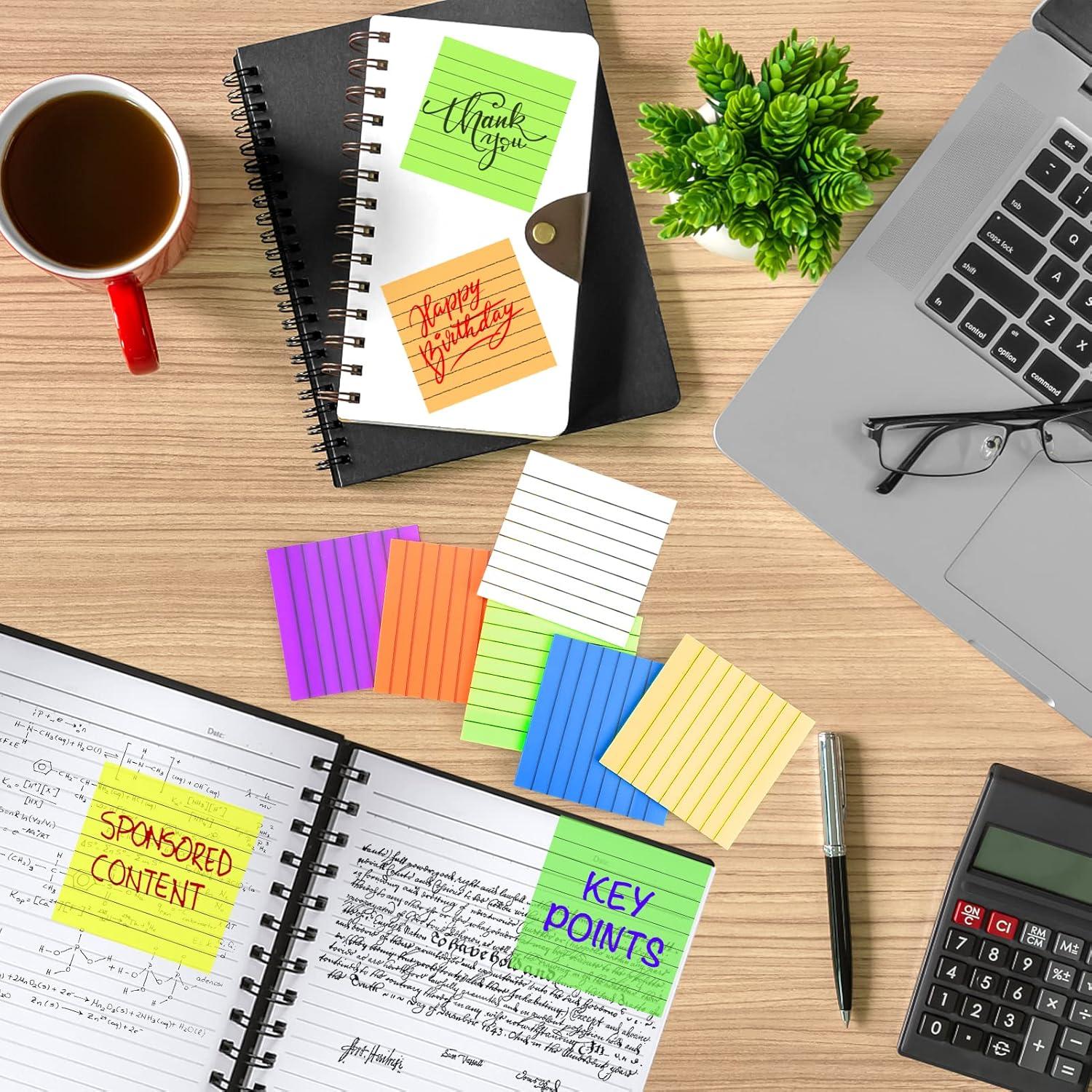 Notas Adhesivas Transparentes Rayadas SYMDROMIA 300 Hojas 7.62x7.62 cm