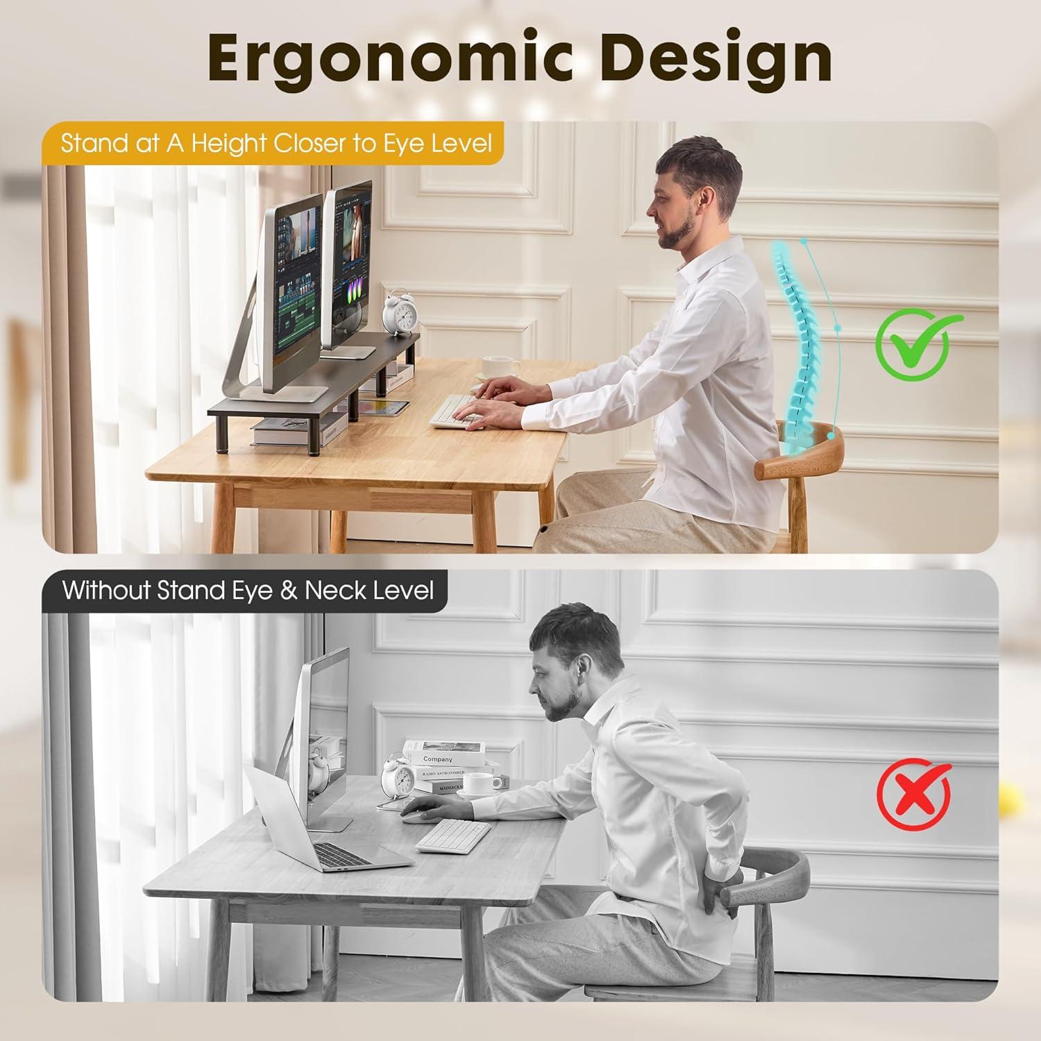Soporte para Monitores Duales La Jaco 120 cm Negro Ergonómico