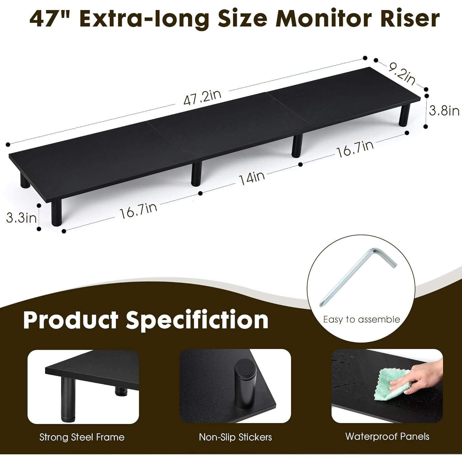 Soporte para Monitores Duales La Jaco 120 cm Negro Ergonómico