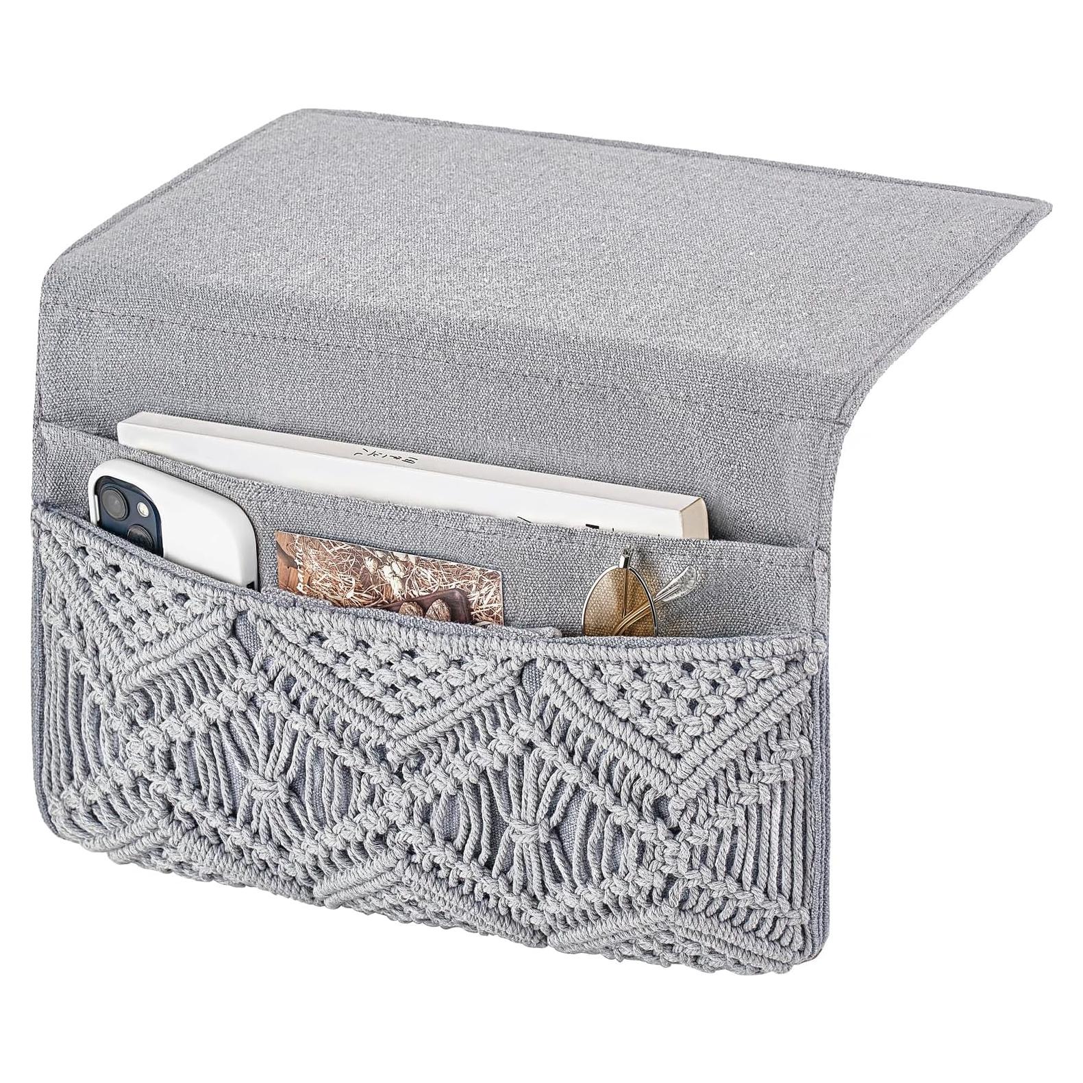 Caddy de Cama Mkono Gris con 4 Bolsillos Antideslizante