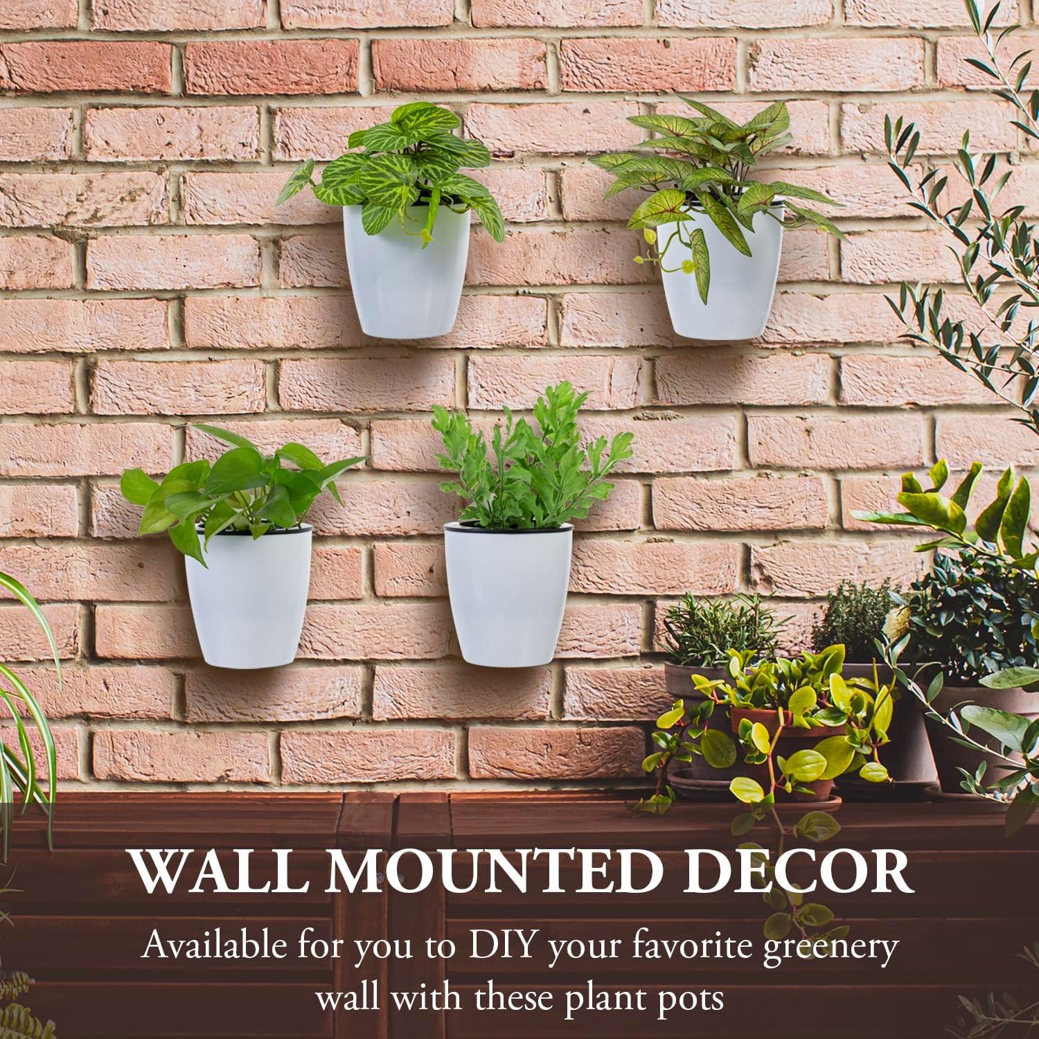 Juego de 4 Macetas de Jardín Autorriego MyGift 12.7cm Blancas