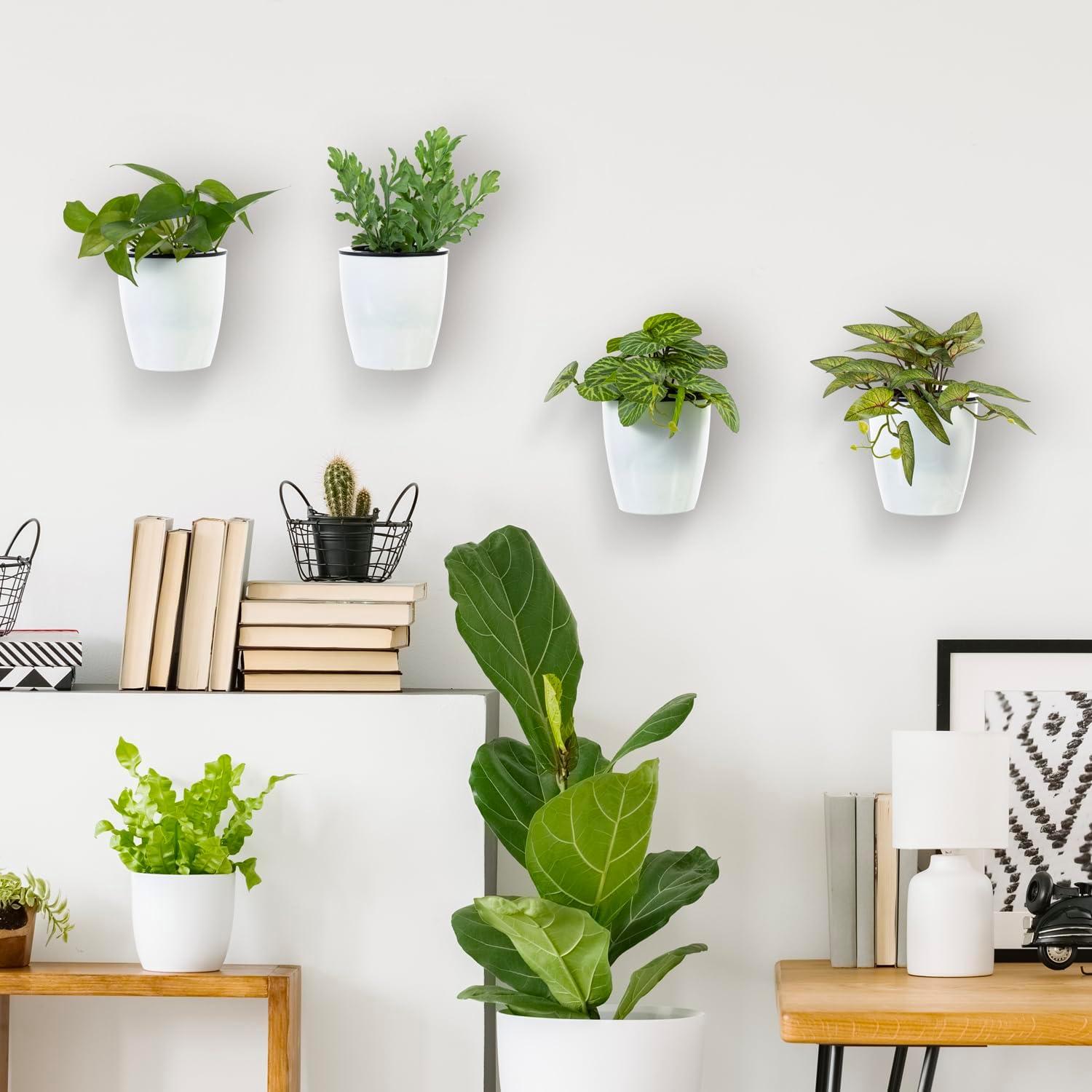 Juego de 4 Macetas de Jardín Autorriego MyGift 12.7cm Blancas