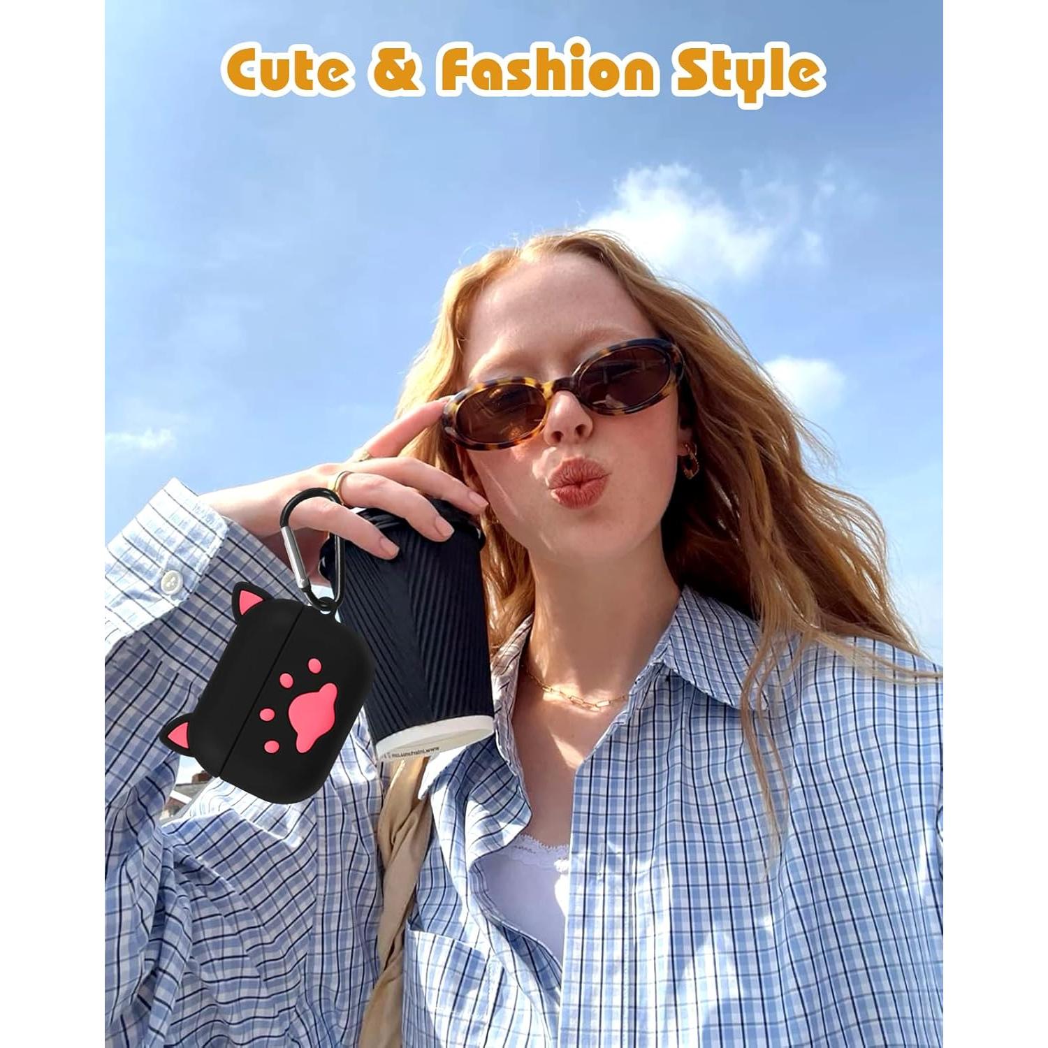 Funda Silicona Gato Negro Boaretiu para AirPods Pro/Pro 2