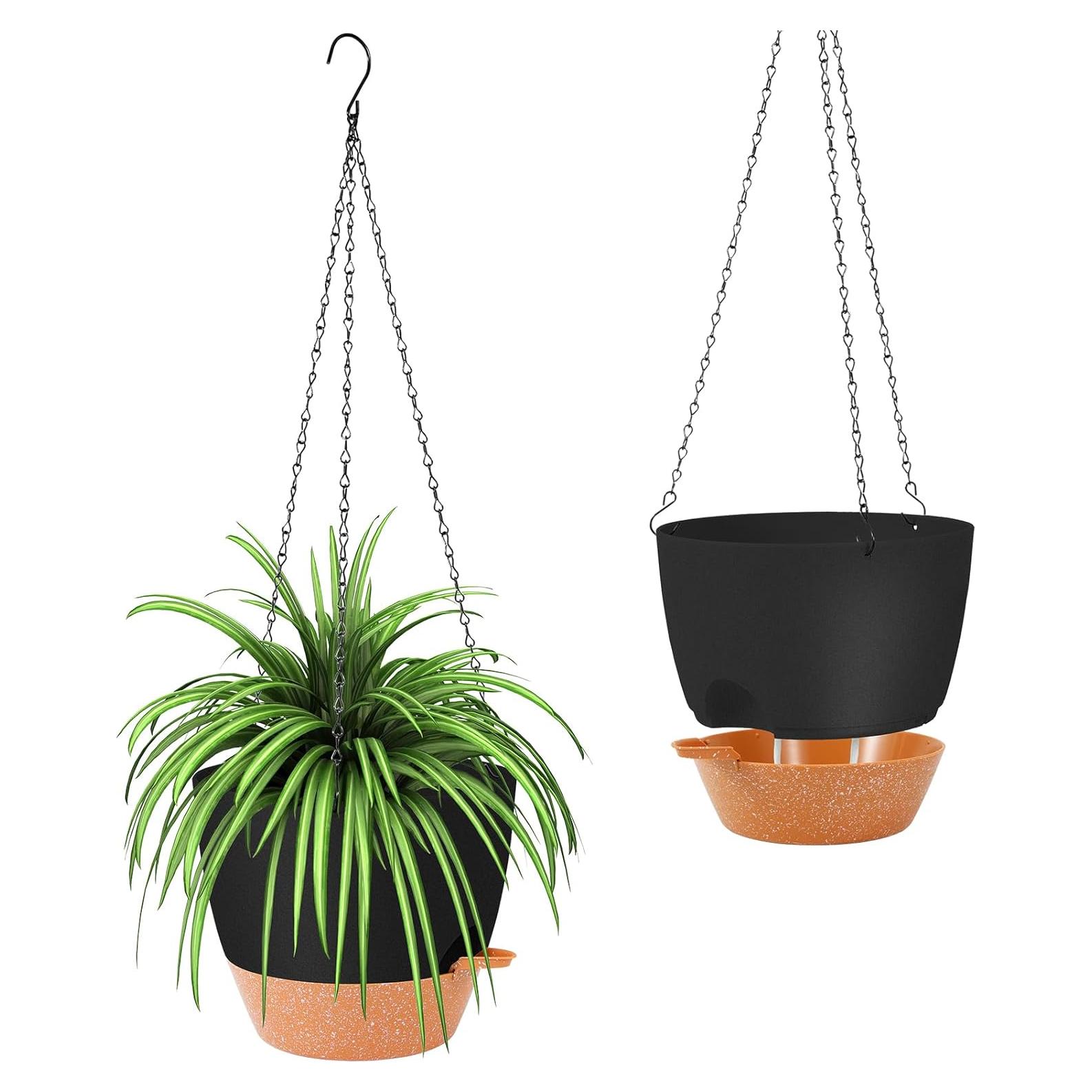 Macetas Colgantes GARDIFE 25.4 cm Autorriego 2 Piezas Negras