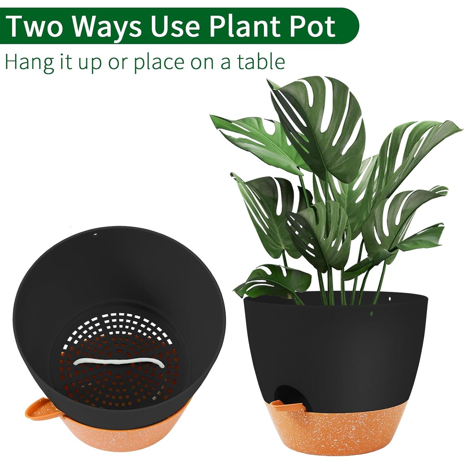 Macetas Colgantes GARDIFE 25.4 cm Autorriego 2 Piezas Negras